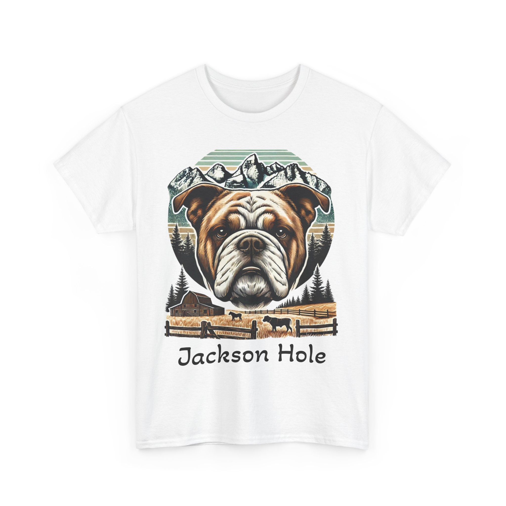 Jackson Hole Bulldog Unisex Tee Cozy Outdoor Vibes, Nature Lover Gift, Casual Wear, Vintage Style, Great for Adventures