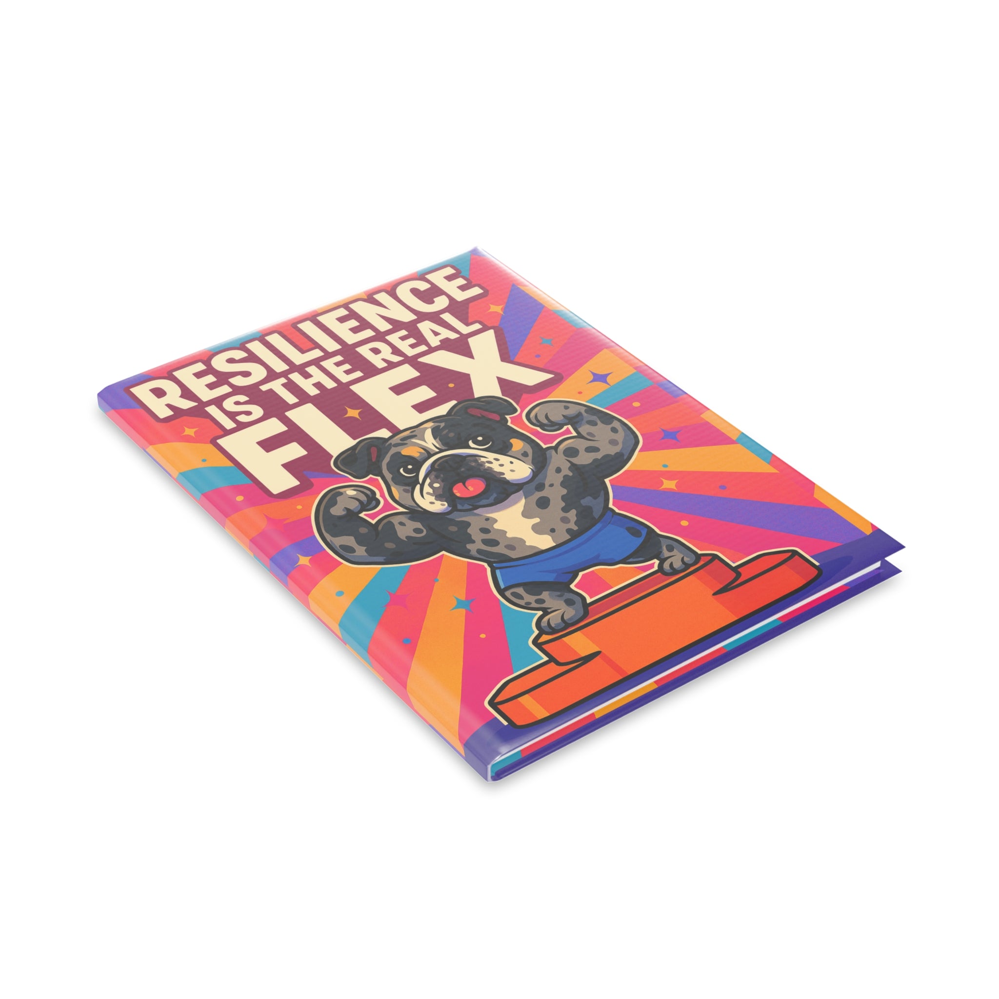 Resilience is the Real Flex Notebook, Motivational Journal, Empowering Gifts for Dog Lovers, Cute Pet Stationery, Vibrant Office Decor