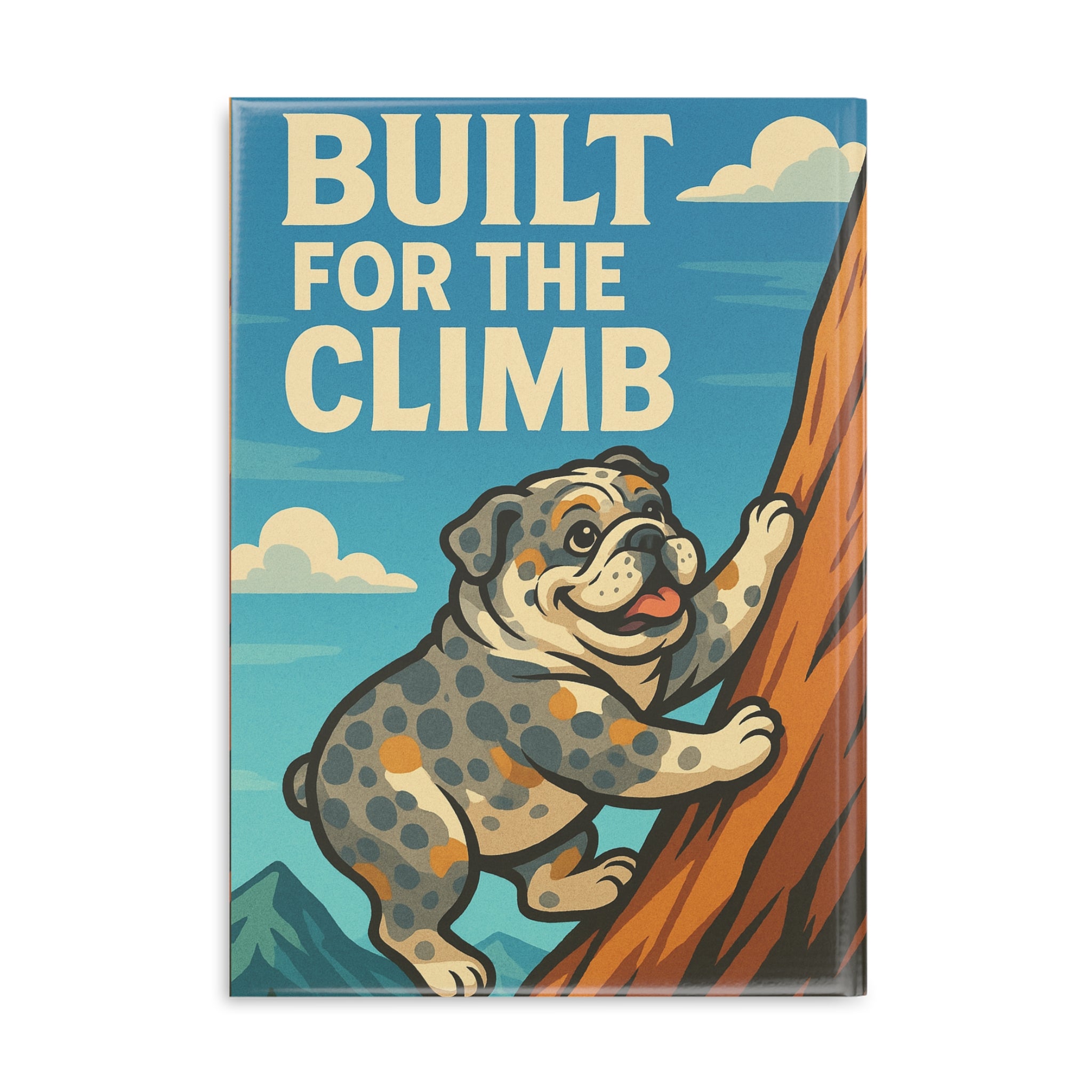 Bulldog Climbing Hardcover Notebook | Cute Dog Journal, Gift for Dog Lovers, Hiking Journal, Unique Stationery, Office Supplies