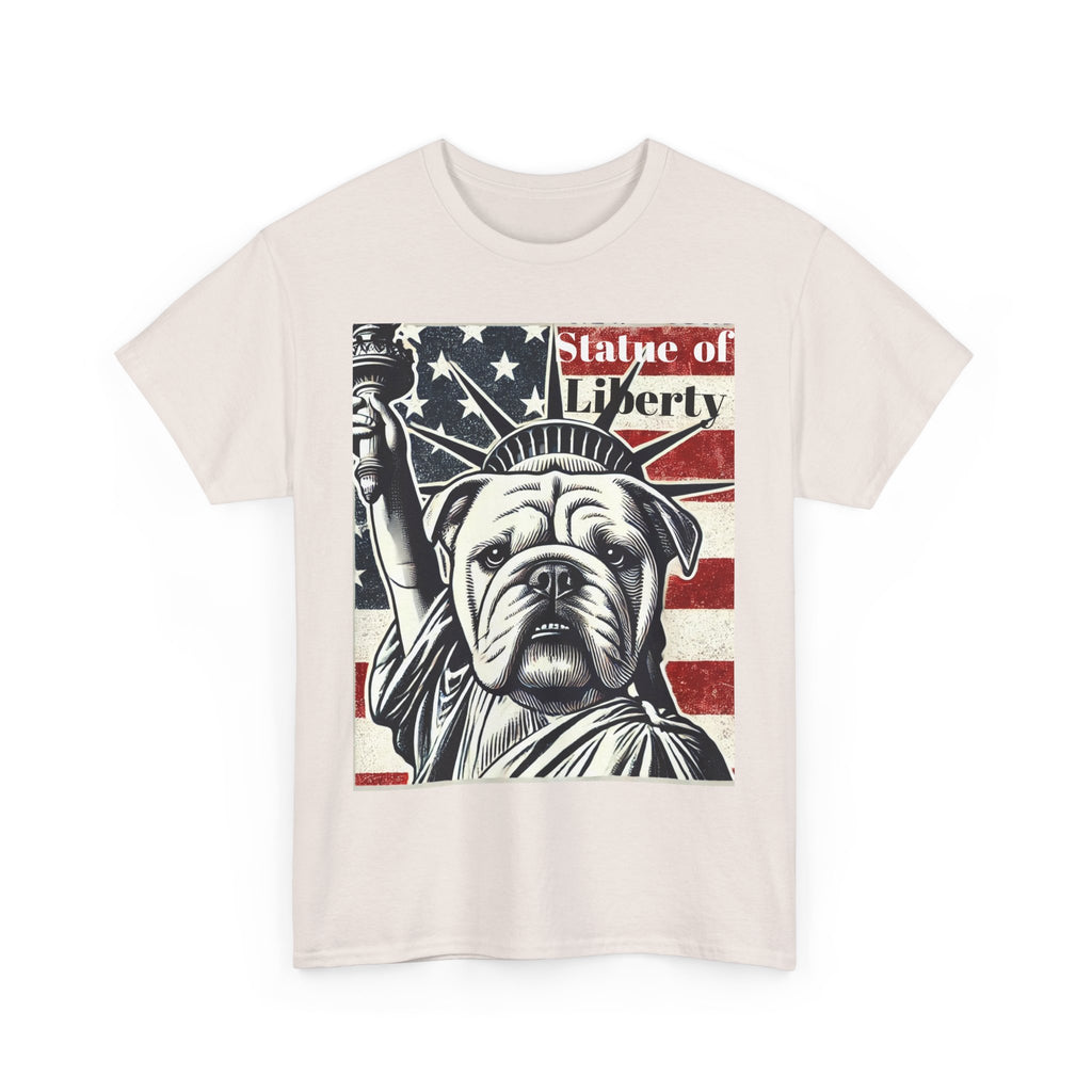 Patriotic Bulldog Tee - Statue of Liberty Design