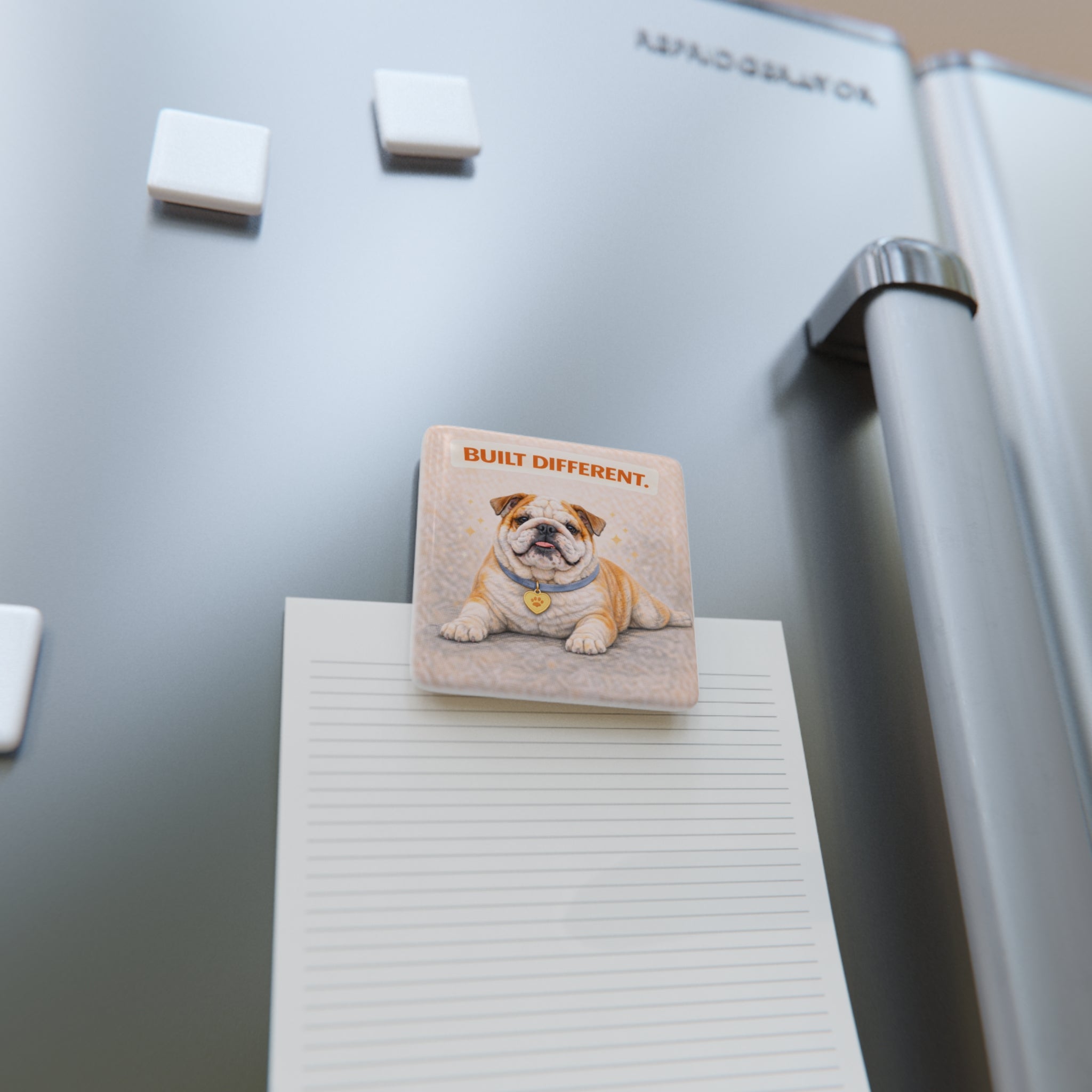 Built Different Bulldog Porcelain Magnet | Square