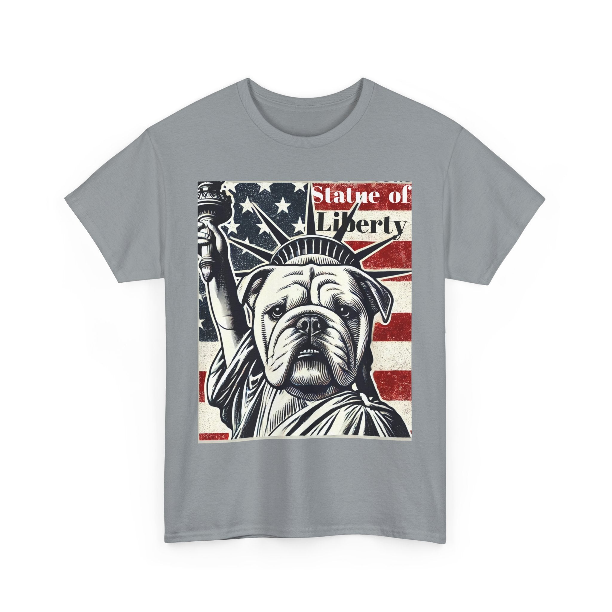 Patriotic Bulldog Tee - Statue of Liberty Design