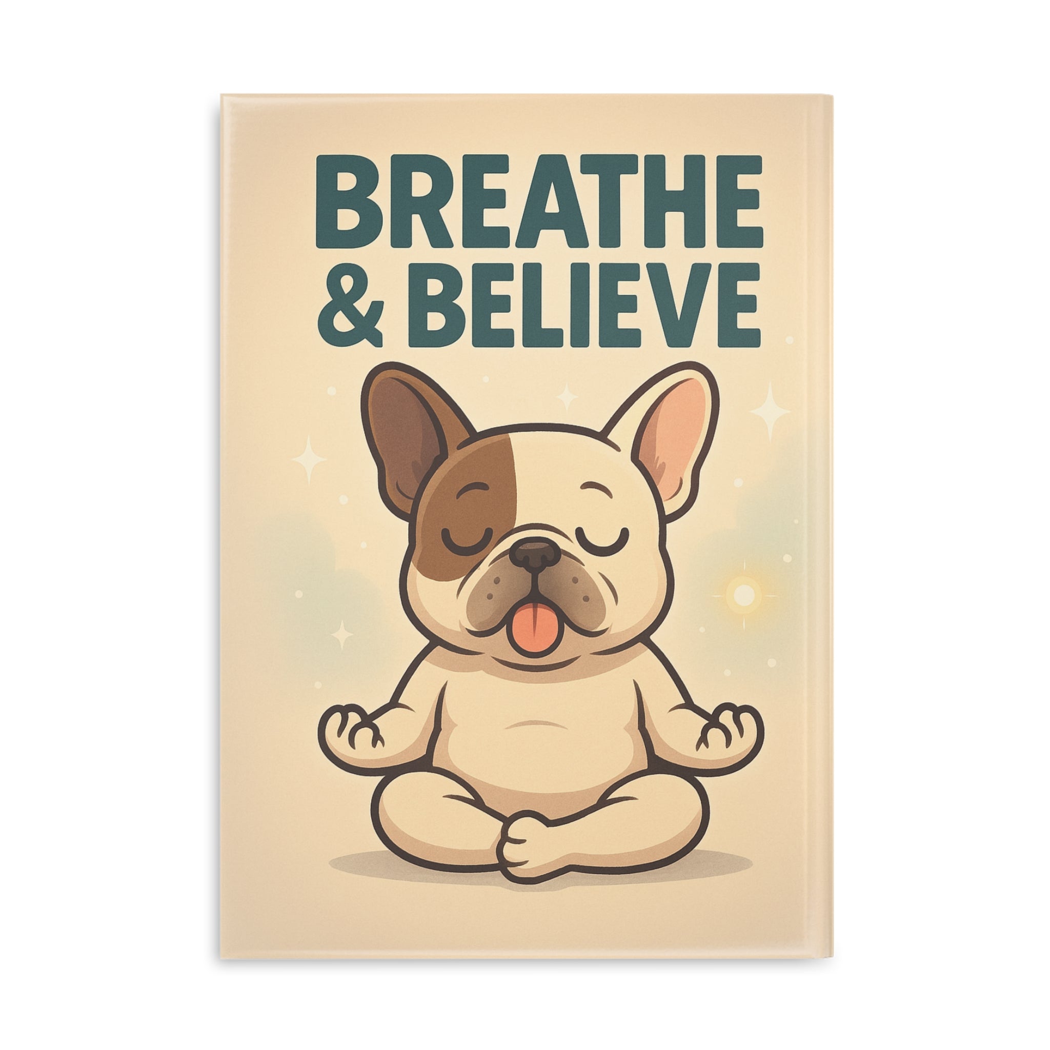 Whimsical Hardcover Notebook - Breathe & Believe, Cute Dog Journal, Motivational Writing, Gift for Pet Lovers, Inspirational Stationery