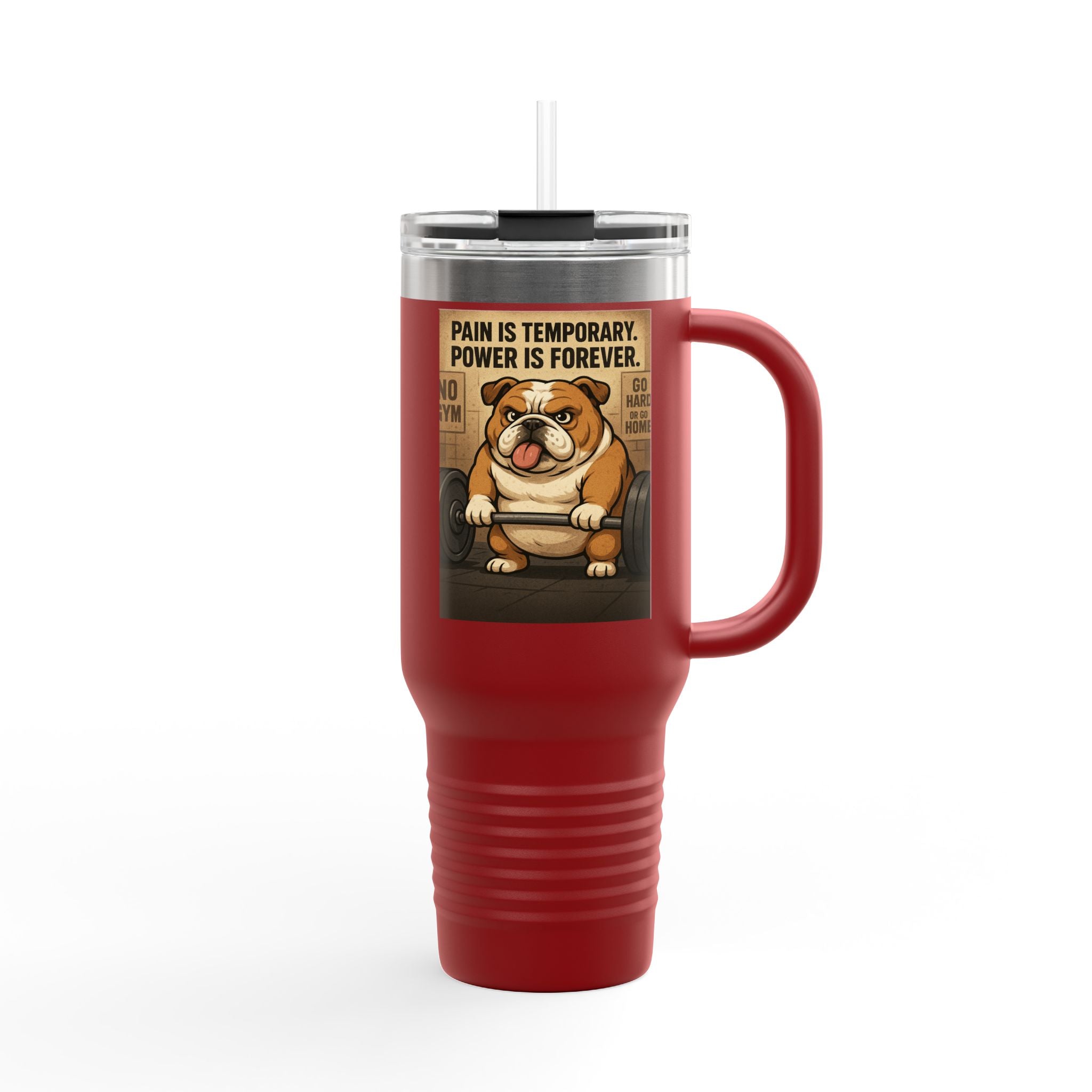 Funny Bulldog Insulated Travel Mug, 40oz | Perfect for Coffee Lovers, Pet Owners, Motivational Gifts, Gifts for Dog Lovers, Cute Drinkware