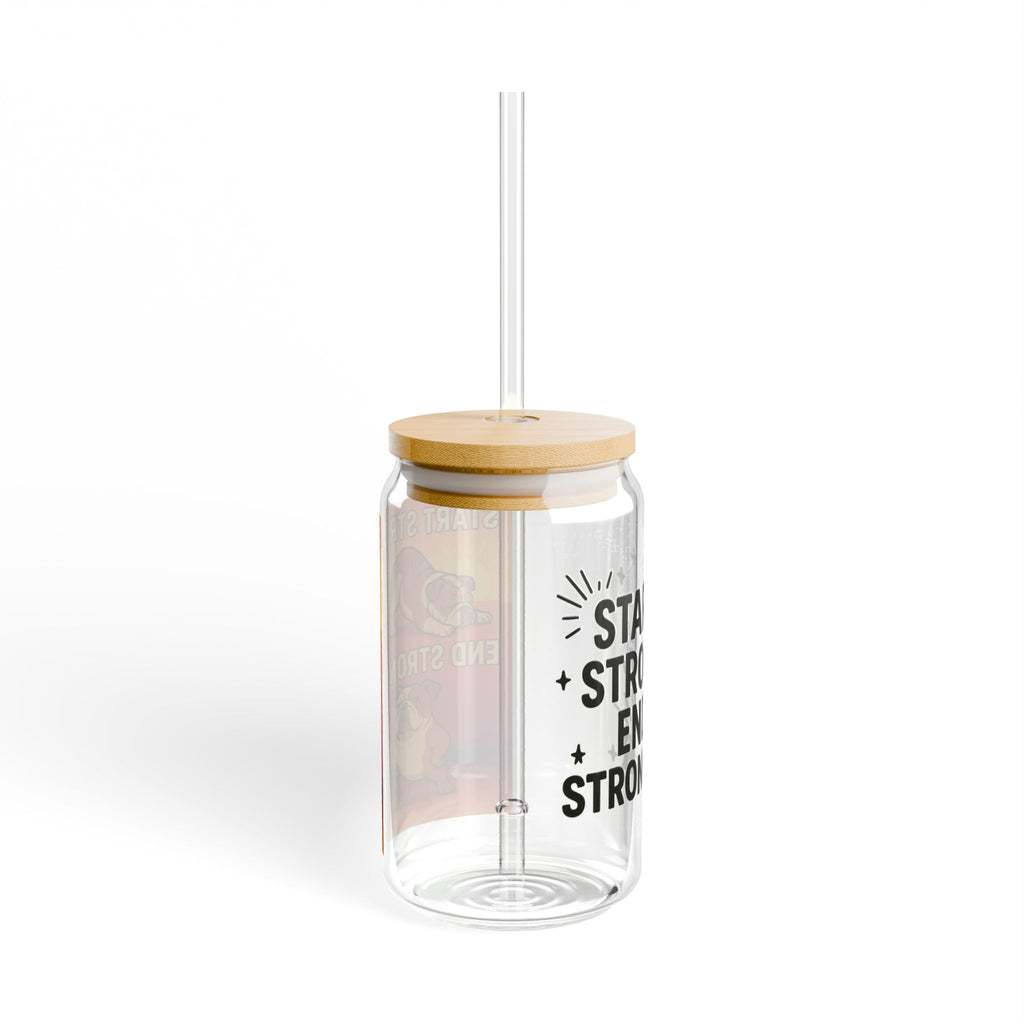 Motivational Sipper Glass, Workout Hydration Jar, Fitness Gift, Gym Accessory, Inspirational Drinkware, Unique Home Decor