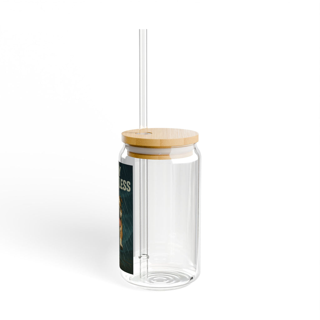 Stay Relentless Bulldog Sipper Glass 16oz Motivational Straw Tumbler