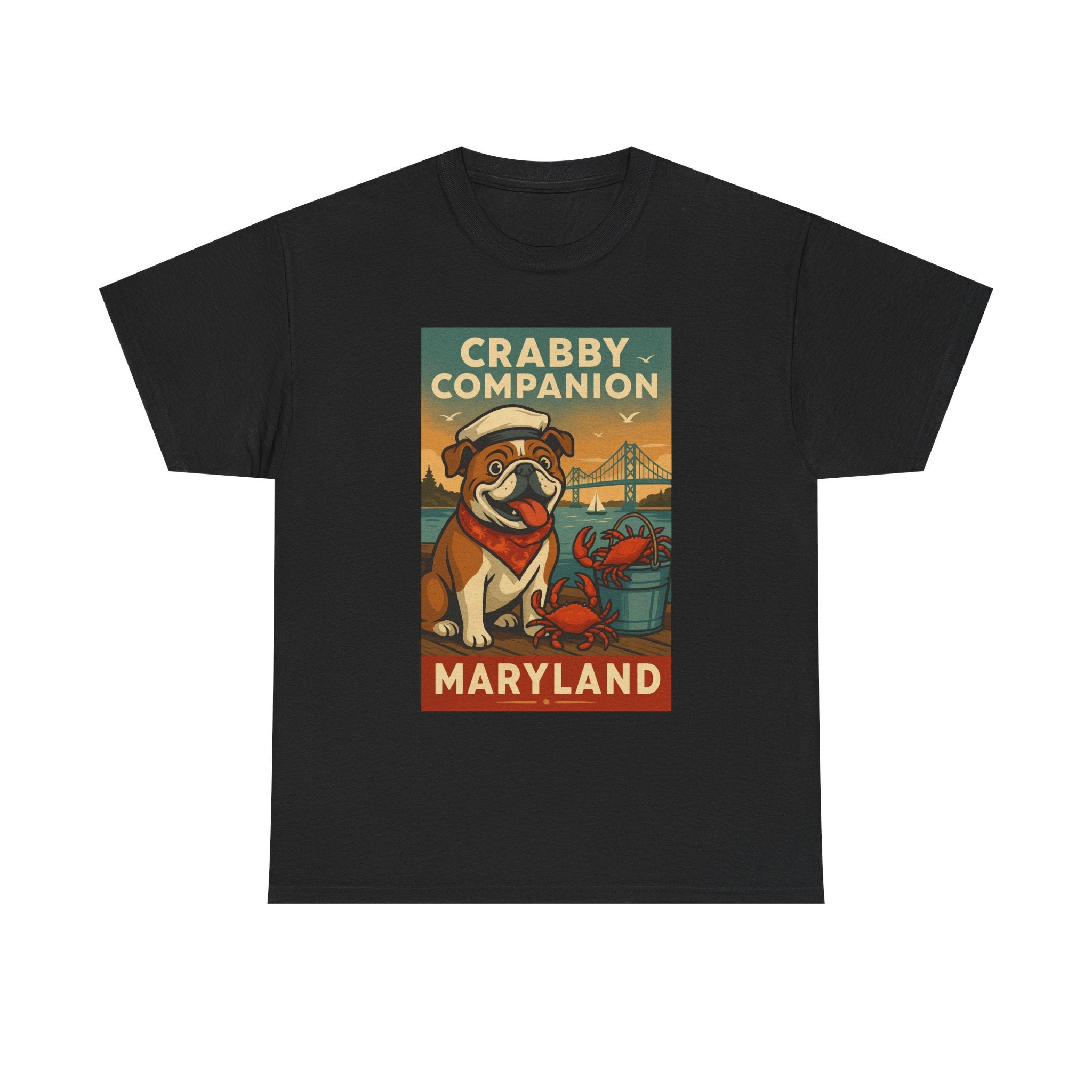 Crabby Maryland Companion Unisex Heavy Cotton Tee Fun Coastal Pet Design