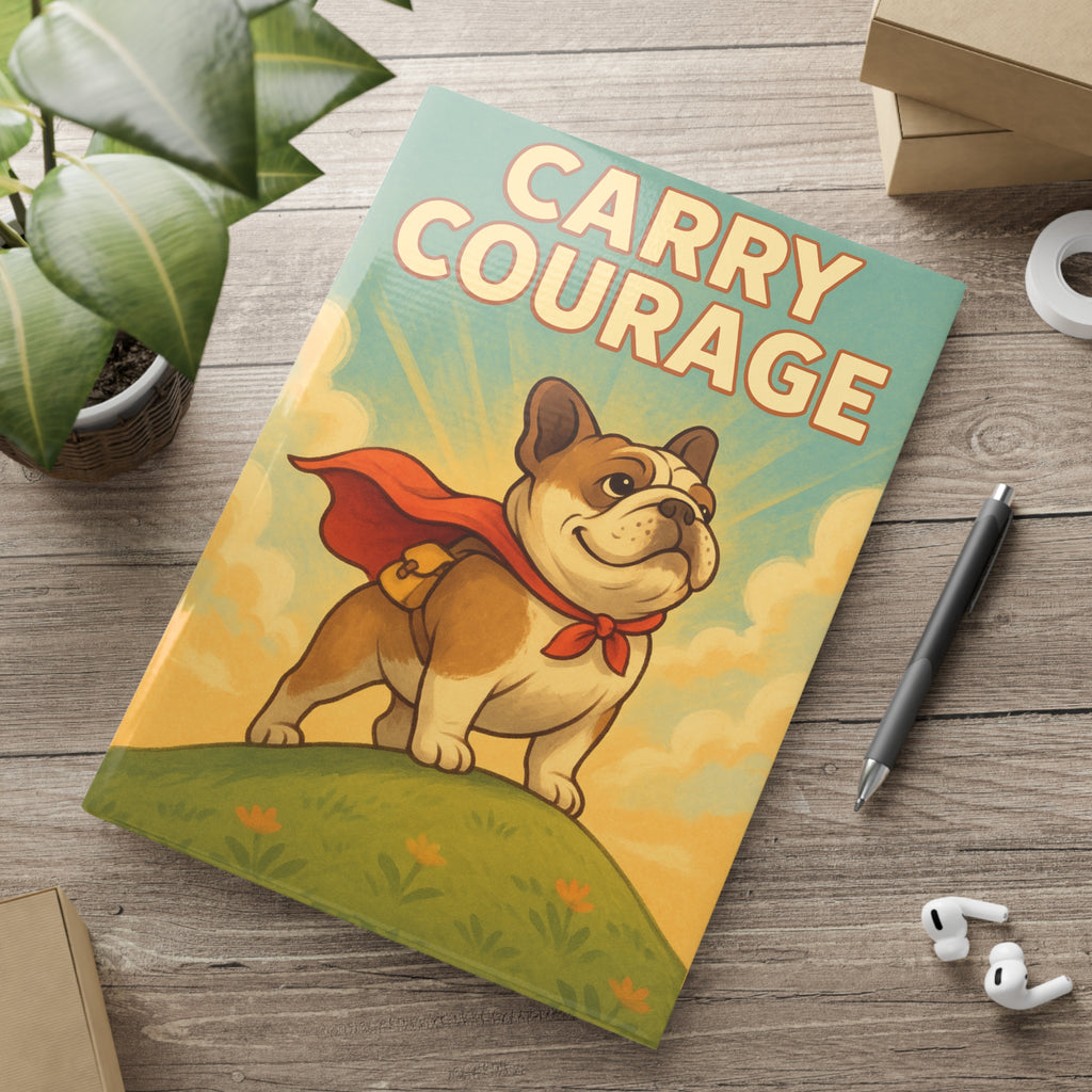 Courageous Pooch Hardcover Notebook, Inspirational Journal, Pet Lover Gift, Cute Dog Stationery, Courage Quote Notepad