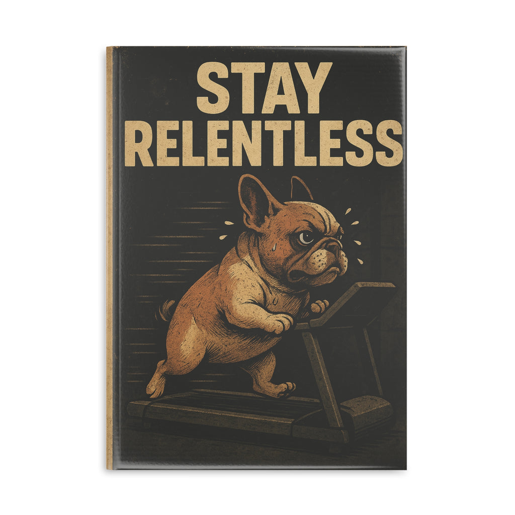 Stay Relentless Hardcover Notebook - Motivational Journal, Puppy Lover Gift, Fitness Planner, Cute Stationery, Dog Lover Supplies