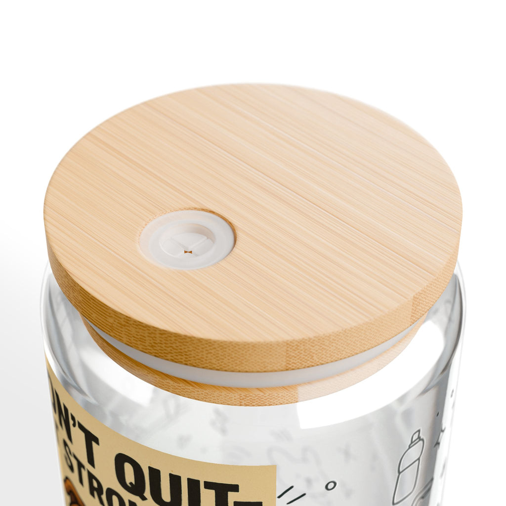 Motivational Sipper Glass - Don't Quit Get Stronger - Fitness, Gym, Workout Water Bottle, Sports Drink Container, Gift for Him/Her