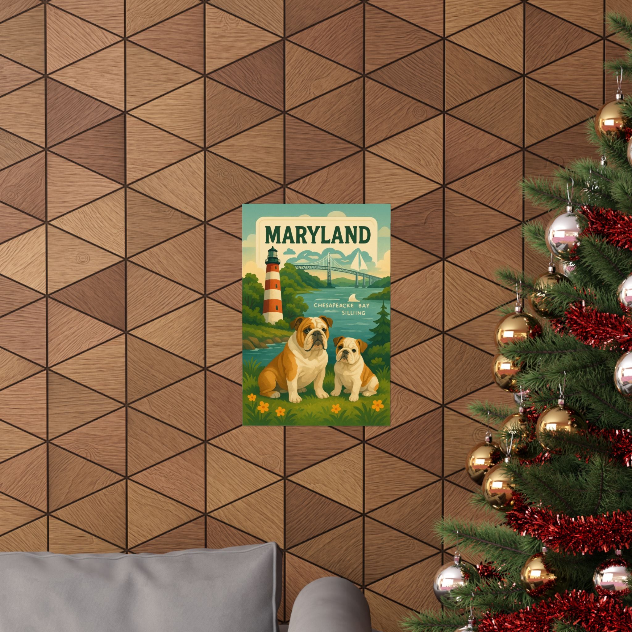 Charming Bulldog Wall Art Prints, Vintage Maryland Home Decor, Dog Lover Gift, Nature Poster, Animal Wall Art