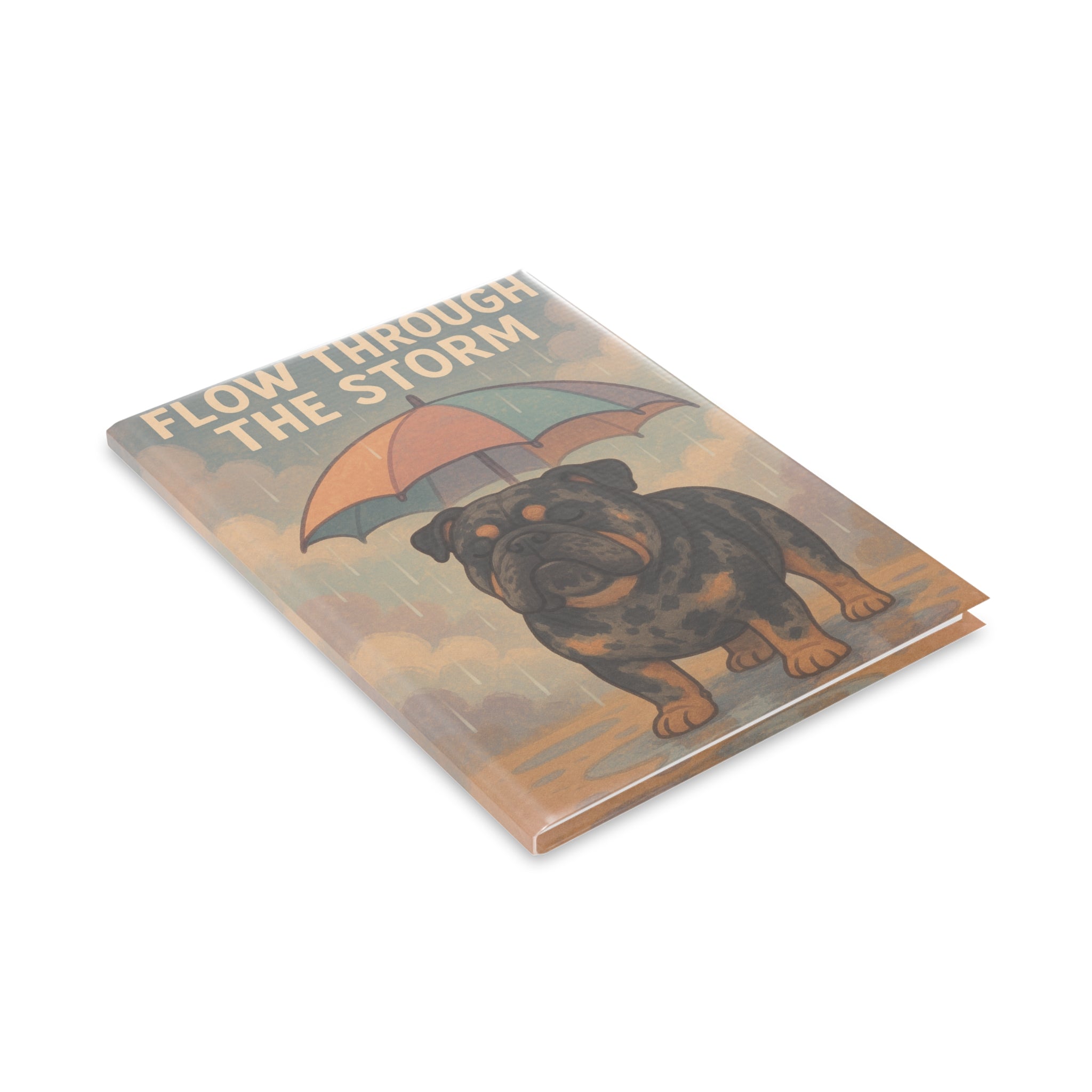 Inspirational Hardcover Notebook with Puffy Covers, Flow Through the Storm, Gifts for Dog Lovers, Journal for Thoughts, Unique Stationery