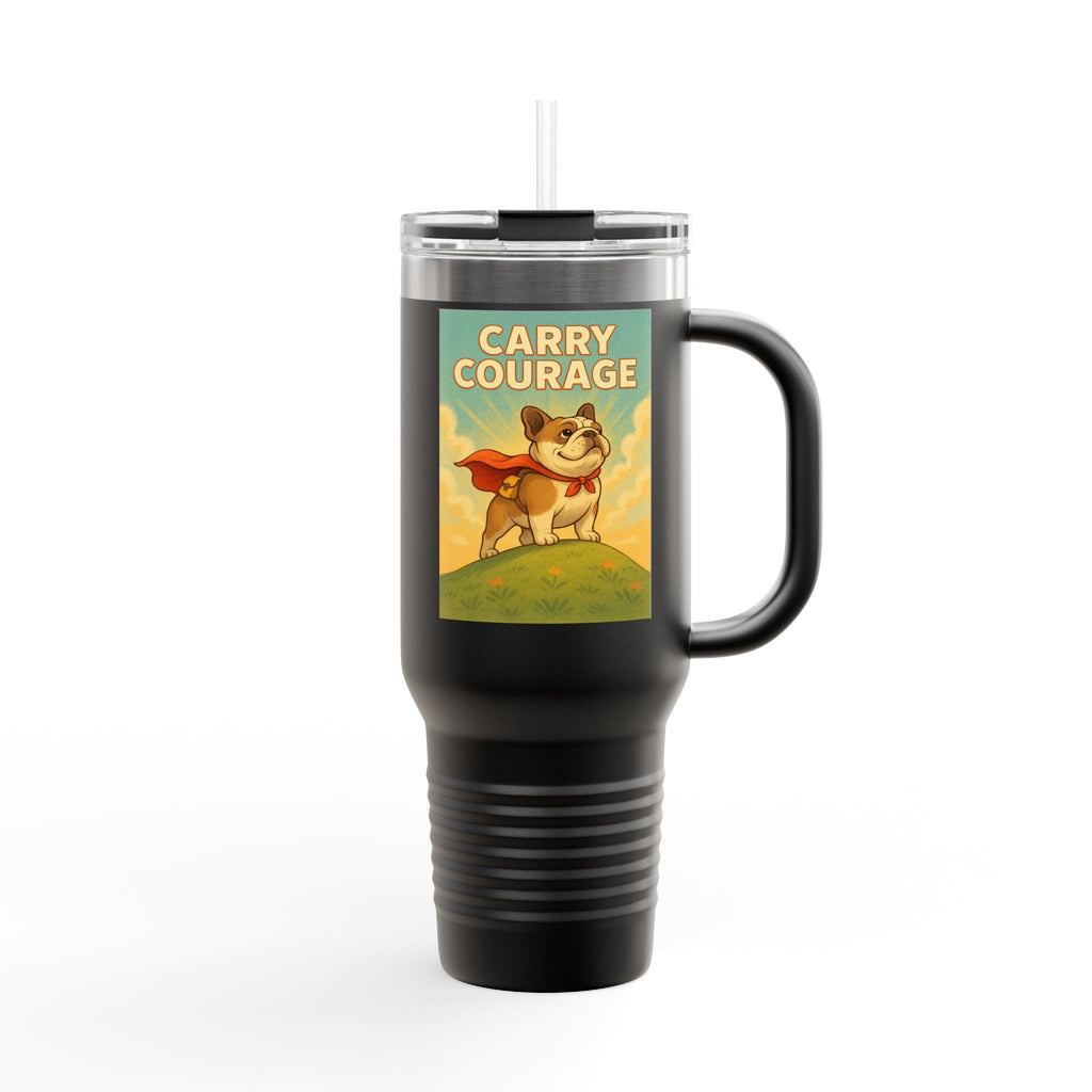 Superhero Bulldog Insulated Travel Mug | 40oz, Motivational Cup, Adventure Mug, Gift for Pet Lovers, Travel Companion, Unique Design