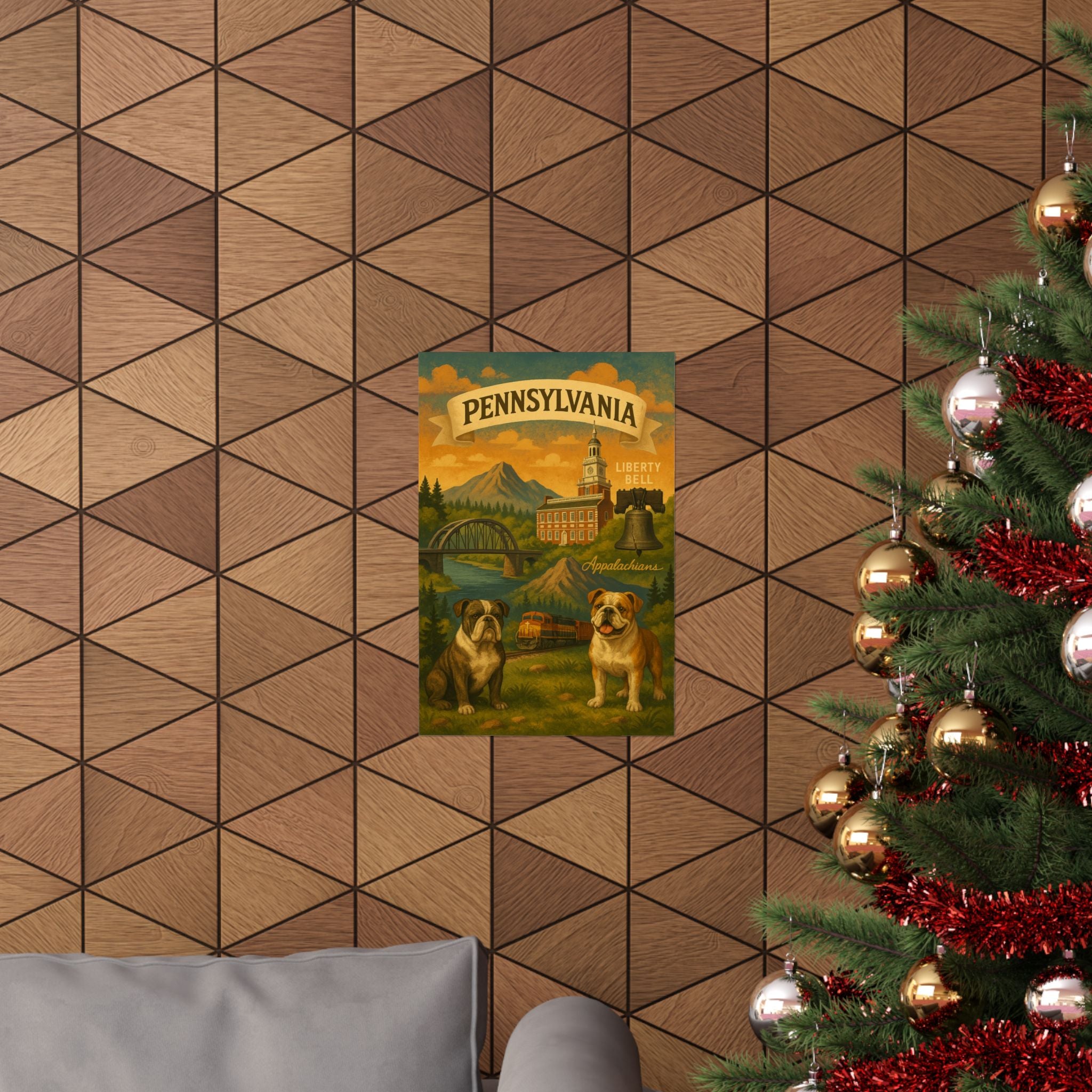 Pennsylvania Vintage Matte Vertical Poster, Home Decor Art, Appalachian Mountains Print, Wall Art for Dog Lovers, Unique Gift Idea