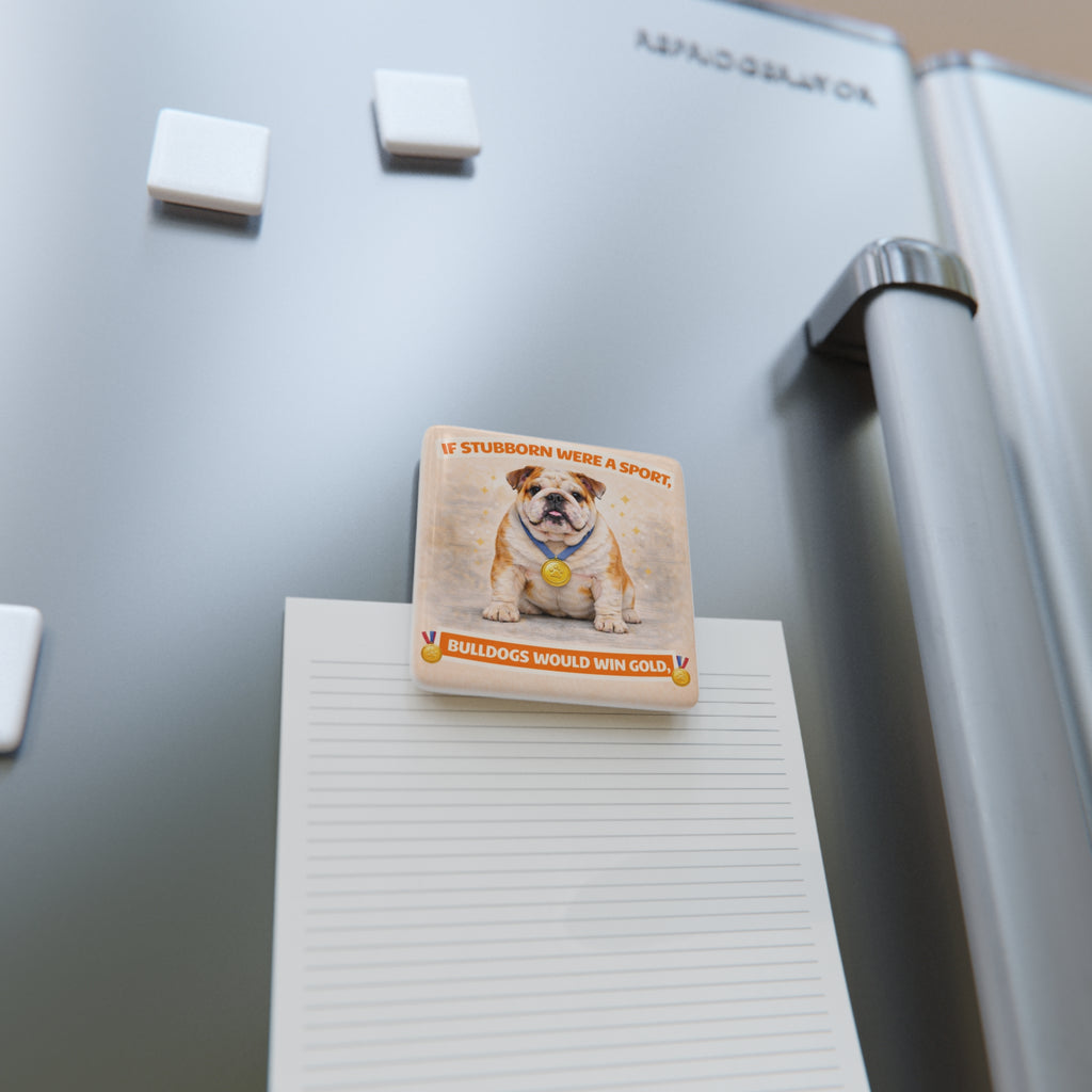 If Stubborn Were A Sport Bulldogs Would Win Gold Porcelain Magnet