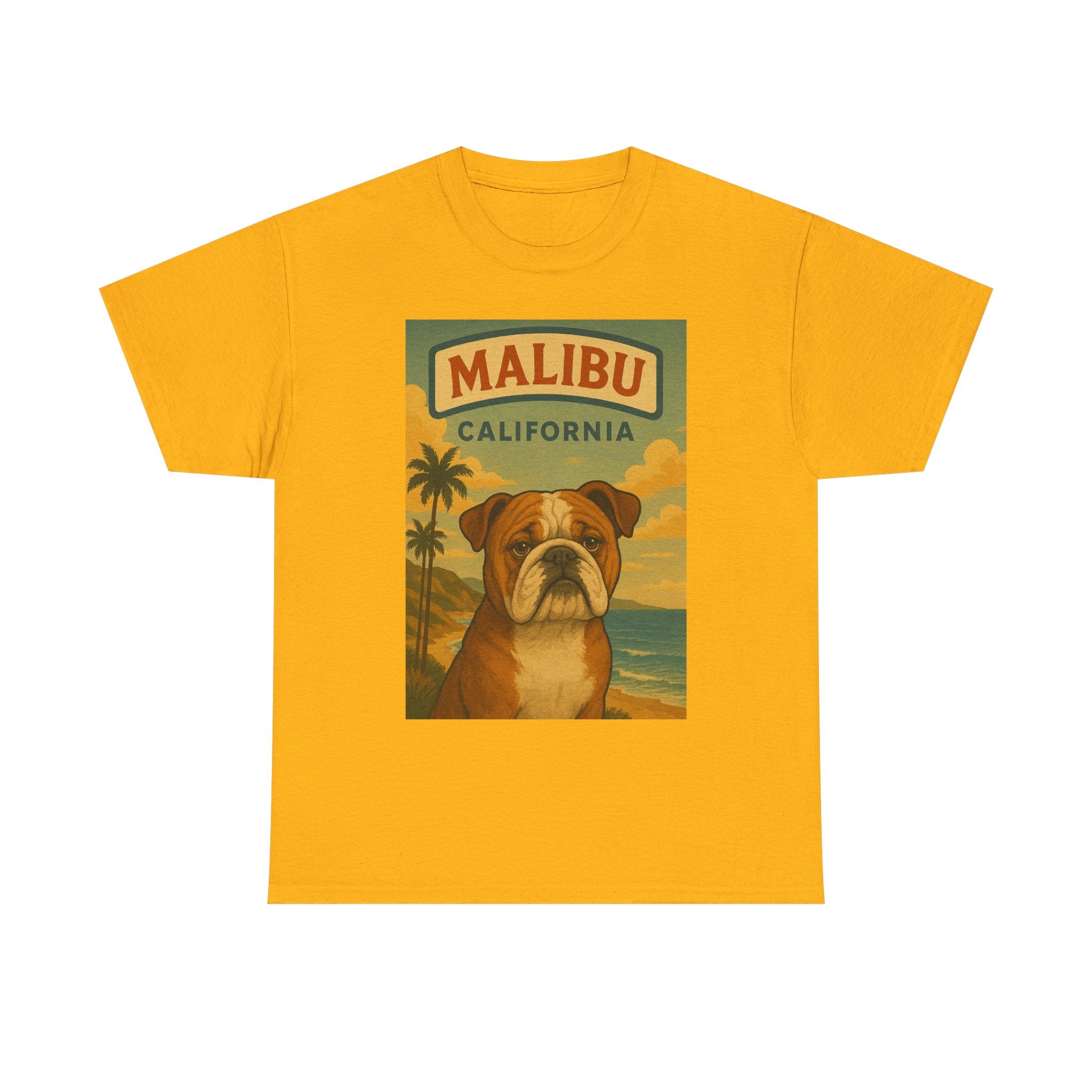 Vintage Bulldog Malibu California T-Shirt - Unisex Heavy Cotton Tee