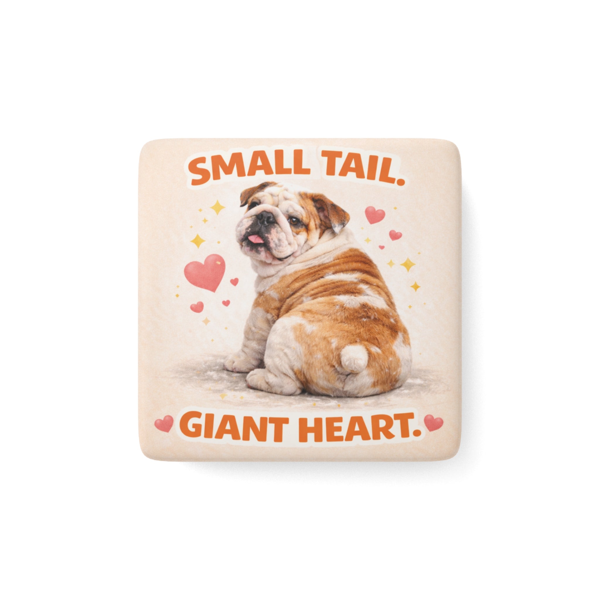 Small Tail Giant Heart Bulldog magnet, Porcelain Magnet