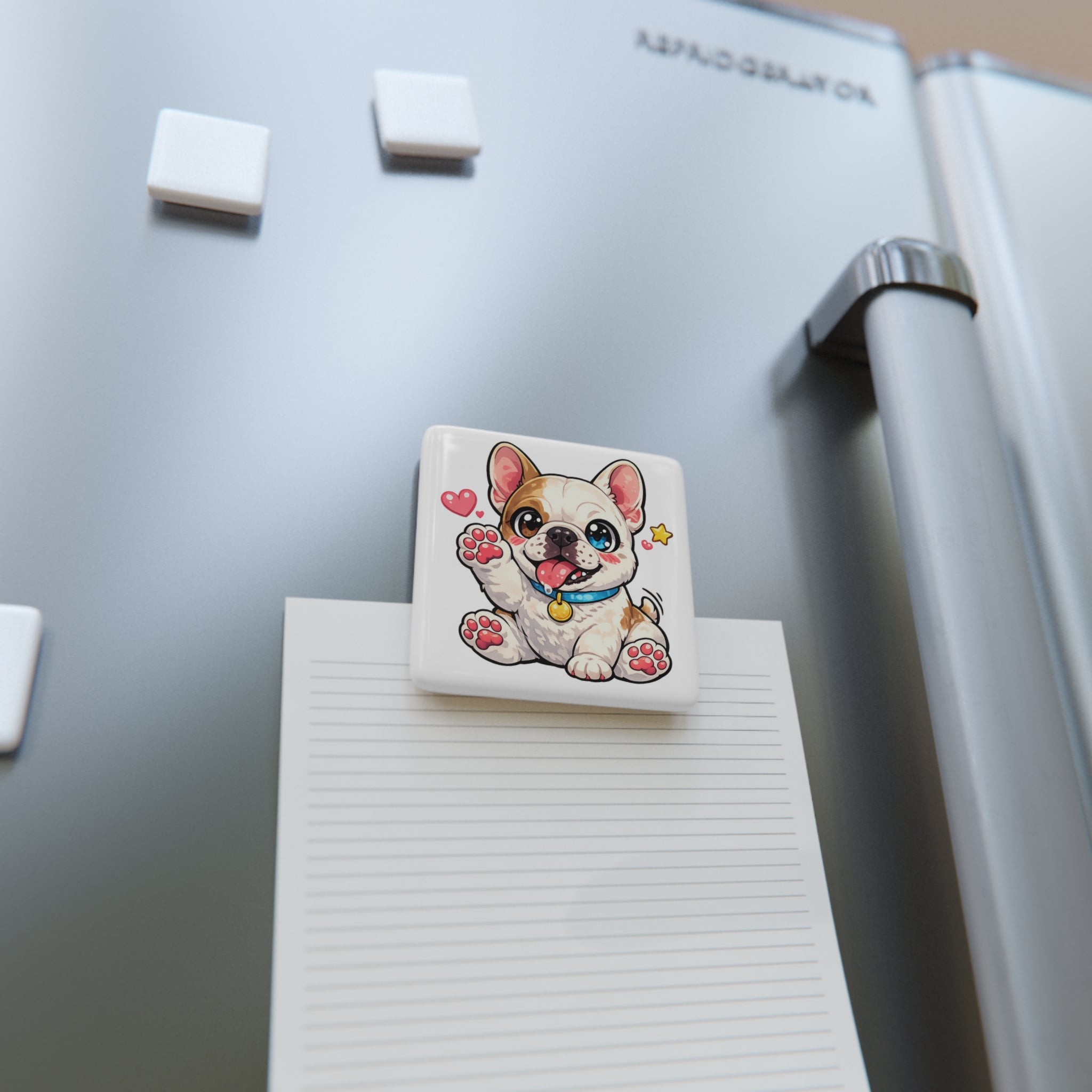 Cute French Bulldog Illustration Porcelain Magnet | Square