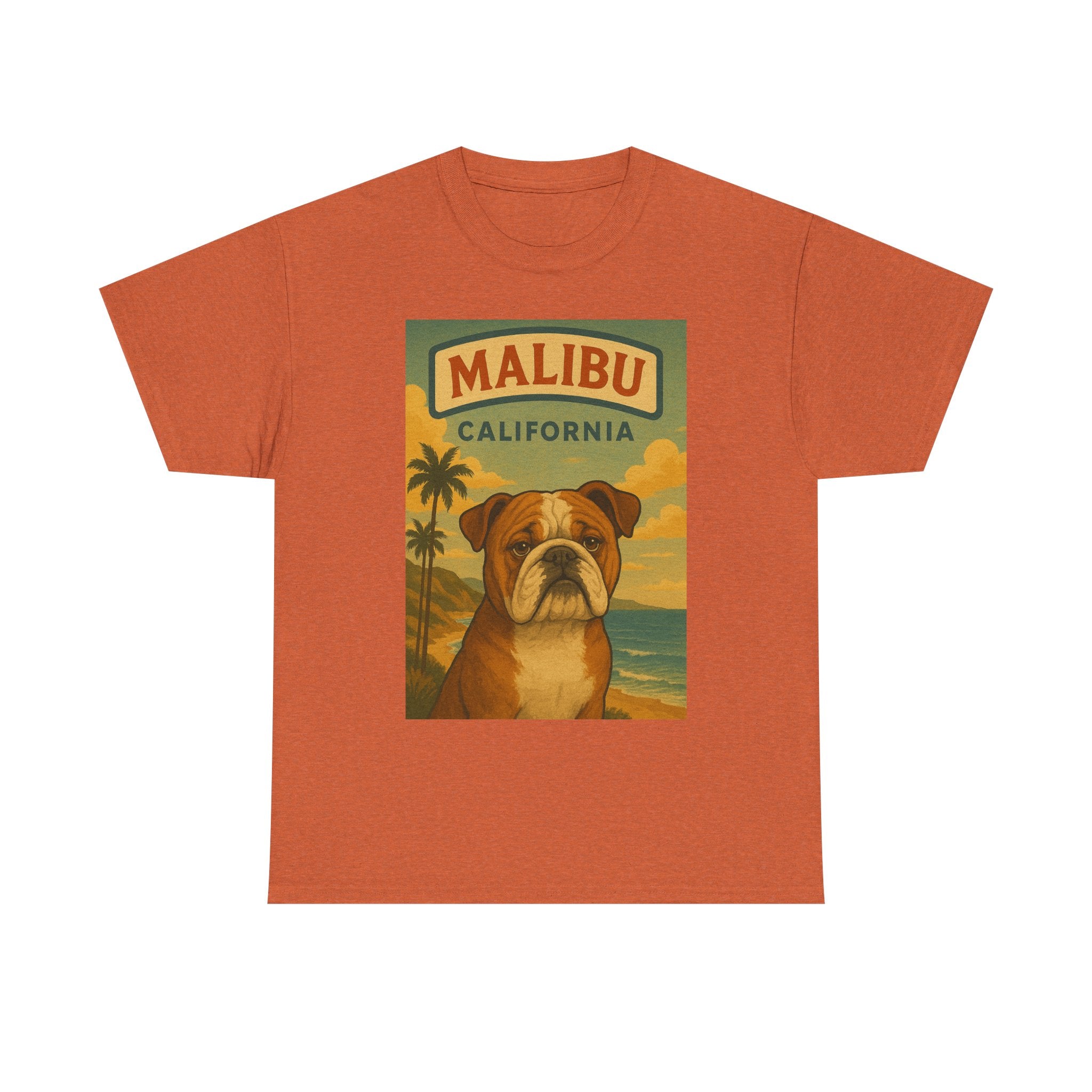 Vintage Bulldog Malibu California T-Shirt - Unisex Heavy Cotton Tee