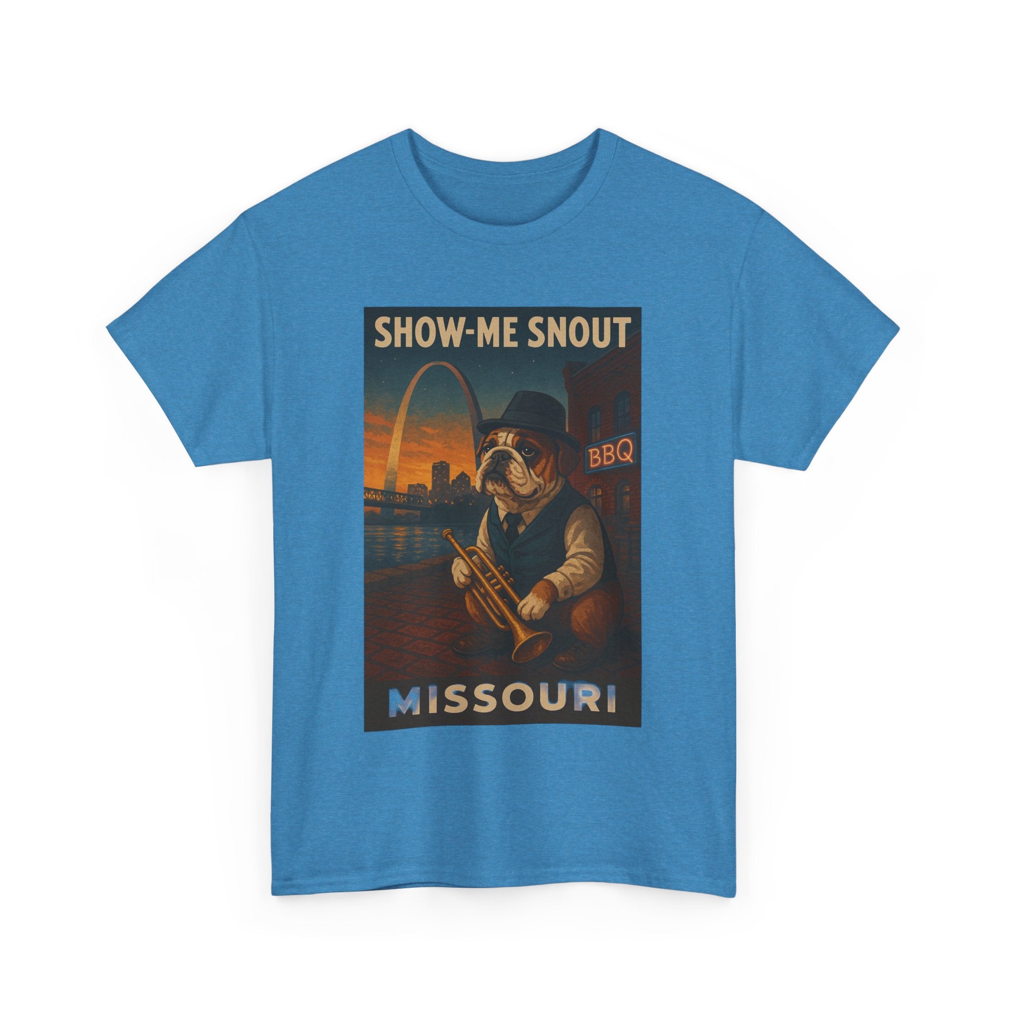 Show-Me Snout Missouri Unisex Heavy Cotton Tee -BBQ Lovers and Music Enthusiasts