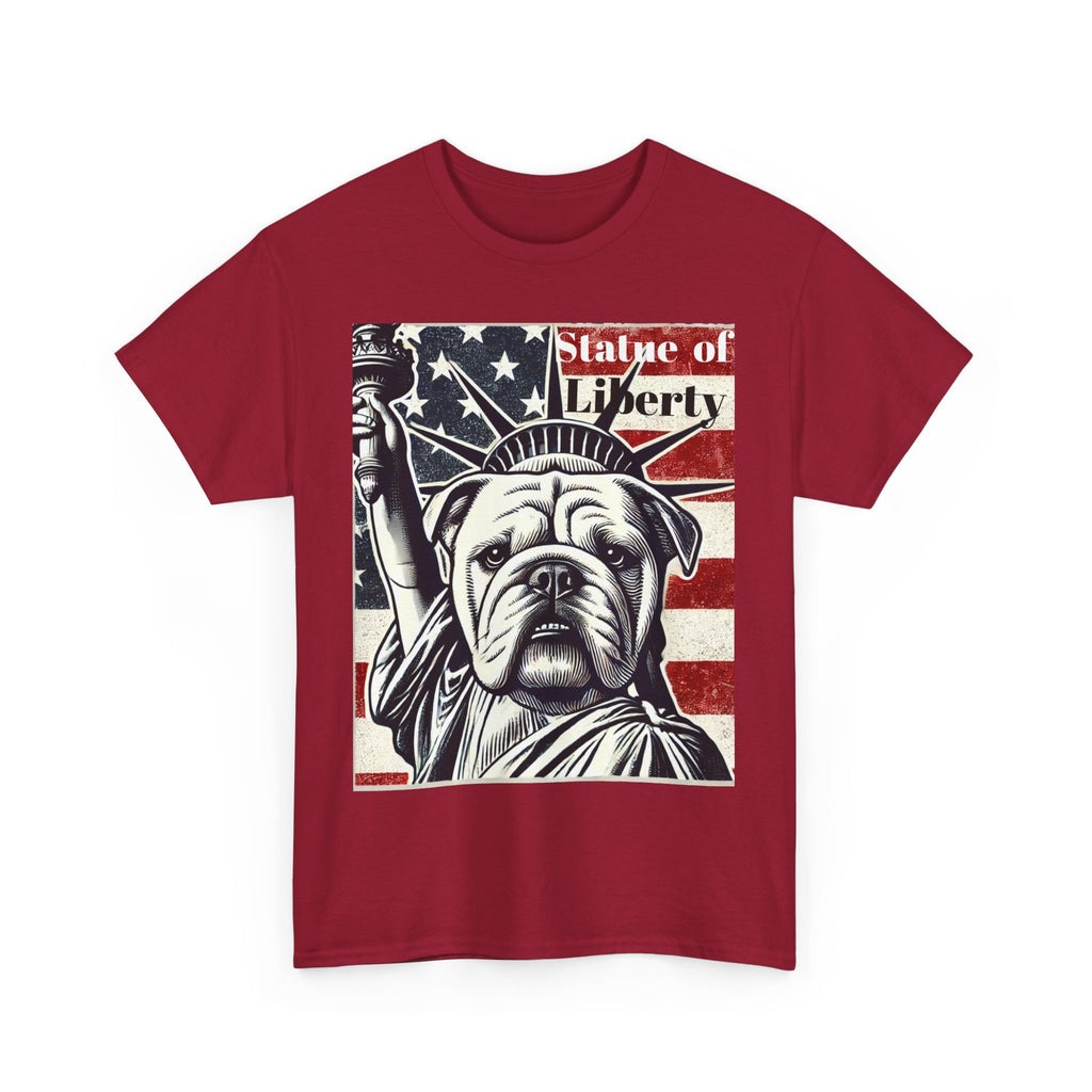 Patriotic Bulldog Tee - Statue of Liberty Design