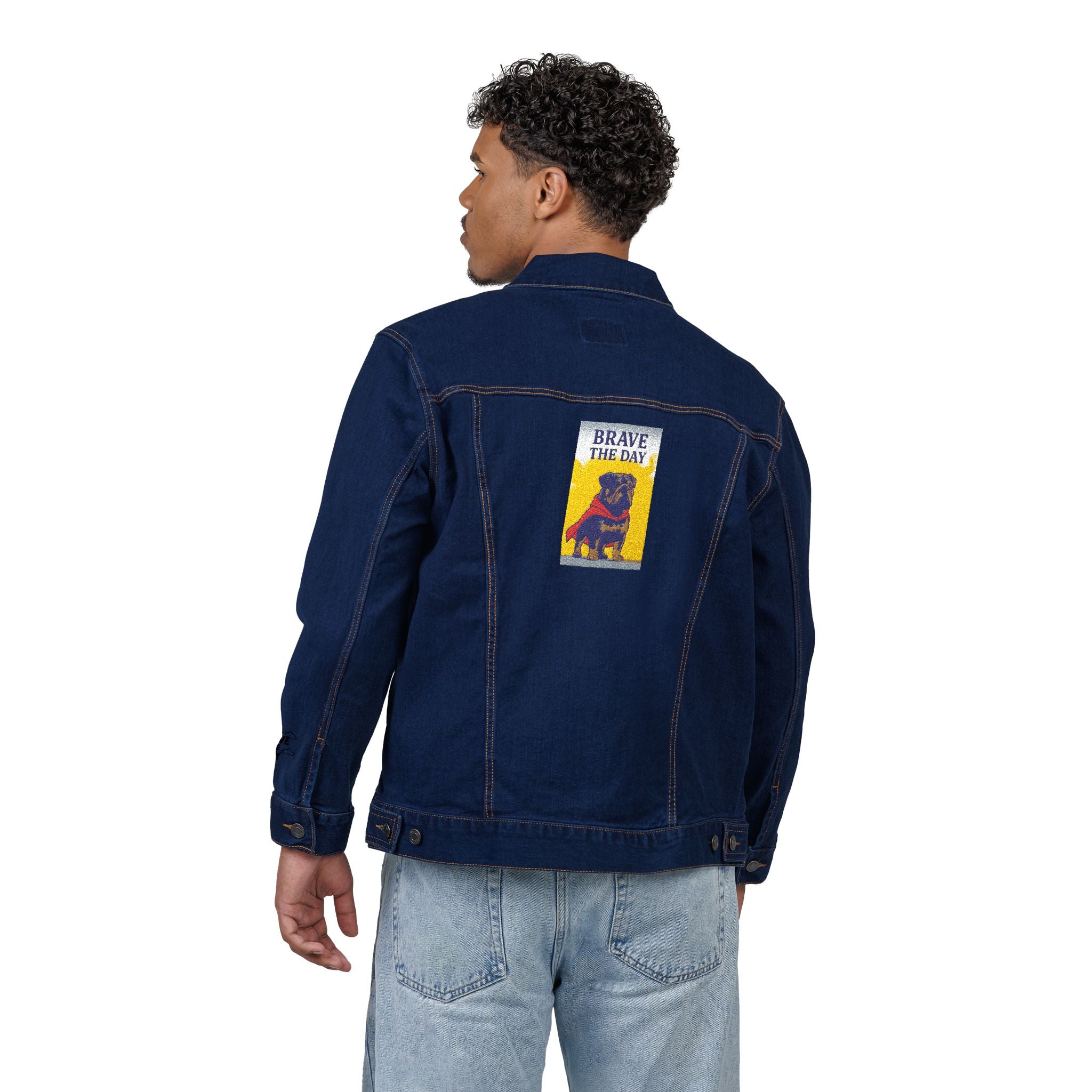 Embroidered Brave The Day Unisex Denim Jacket - Brave & Free Design, Stylish Outerwear, Spring Fashion, Gift for Him/Her, Casual Wear, Jacket with Meaning