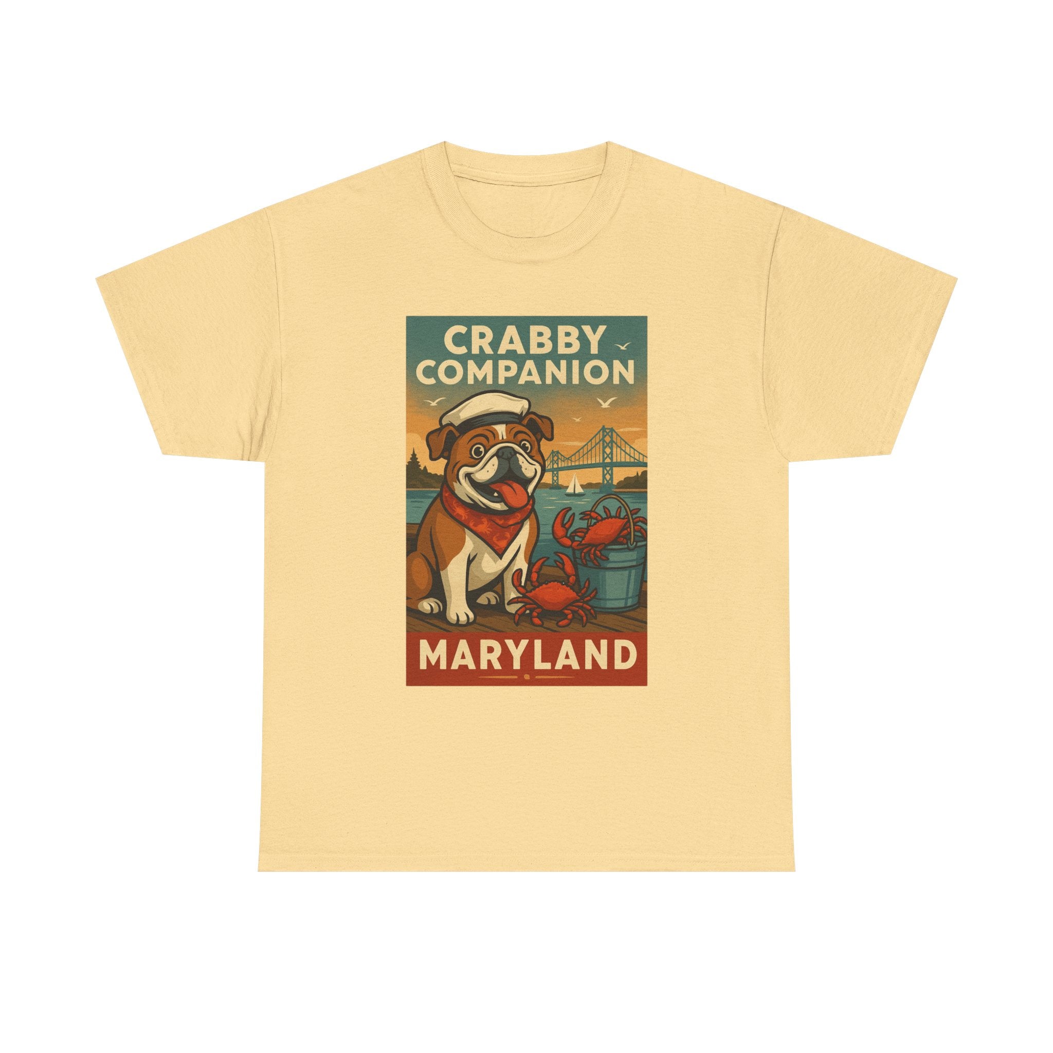 Crabby Maryland Companion Unisex Heavy Cotton Tee Fun Coastal Pet Design