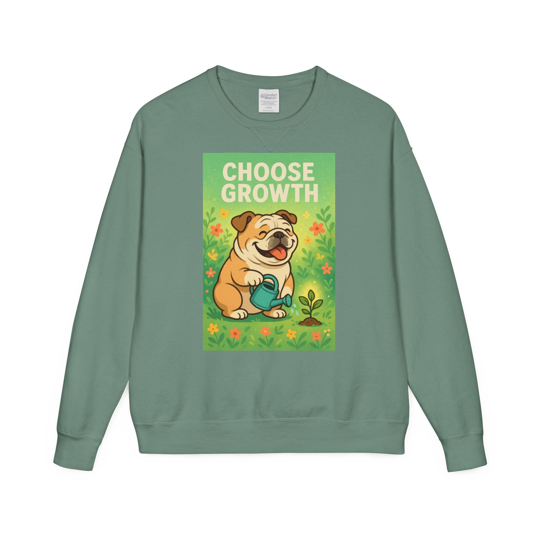 Choose Growth English Bulldog Sweatshirt, Cute Dog Sweater, Positive Vibe Apparel, Gift for Dog Lovers, Cozy Crewneck
