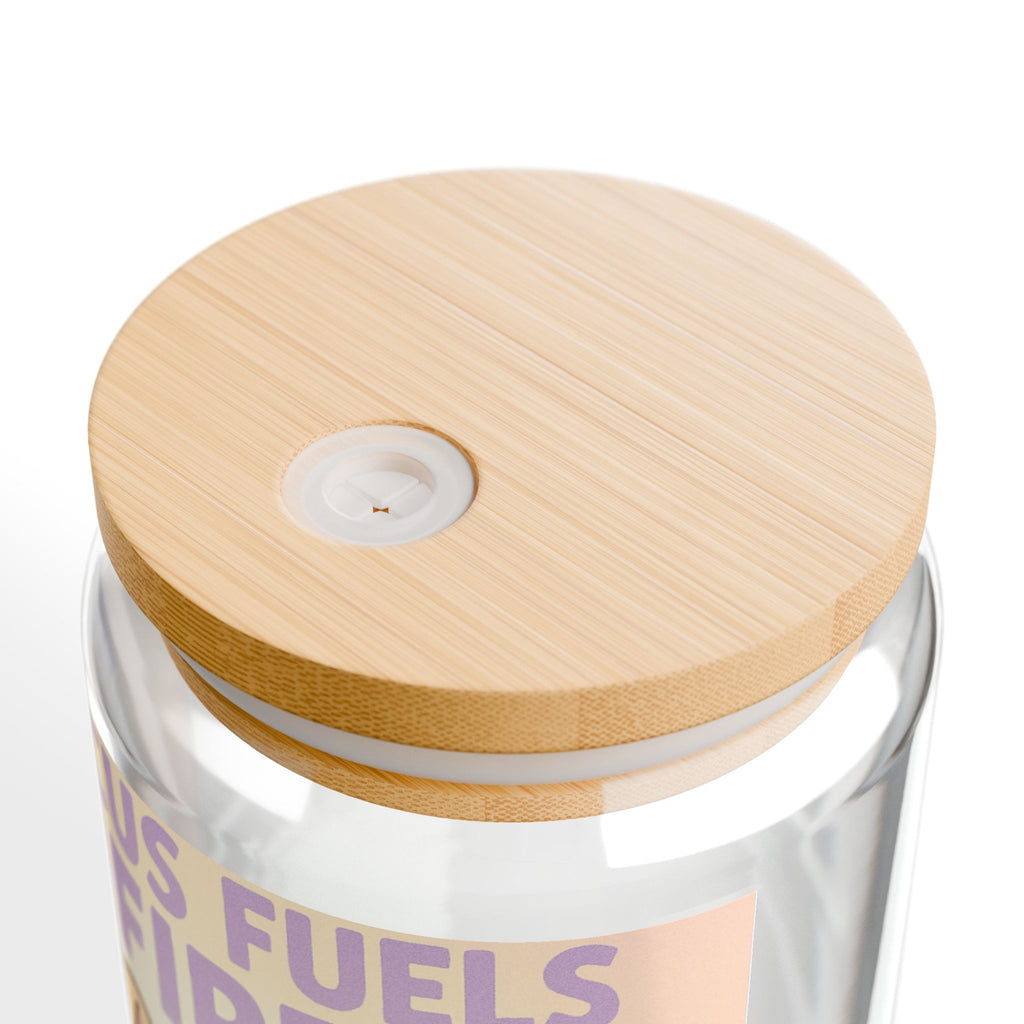 Meditating Bulldog 16oz Glass Sipper "Focus Fuels Fire" Motivational Drinkware