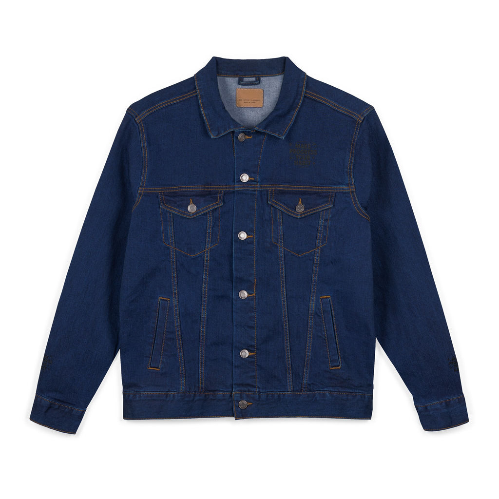 Unisex Embroidered Make Progress Your Habit Denim Jacket - Casual Streetwear, Gift for Friends, Customized Outerwear, Unique Fashion Piece, Ideal for Parties