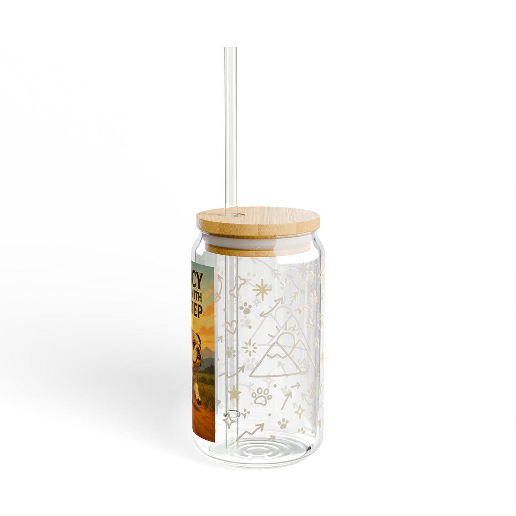 16oz Legacy Starts W/ One Step Sipper Glass with Bamboo Lid, English Bulldog, Inspiring Drinkware, Motivational Gift, Eco-Friendly Straw Cup