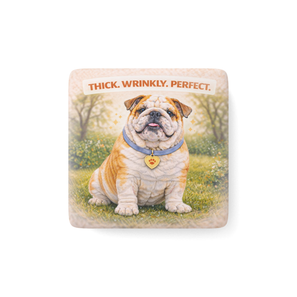 Thick Wrinkly Perfect Bulldog magnet | Porcelain Square Magnet