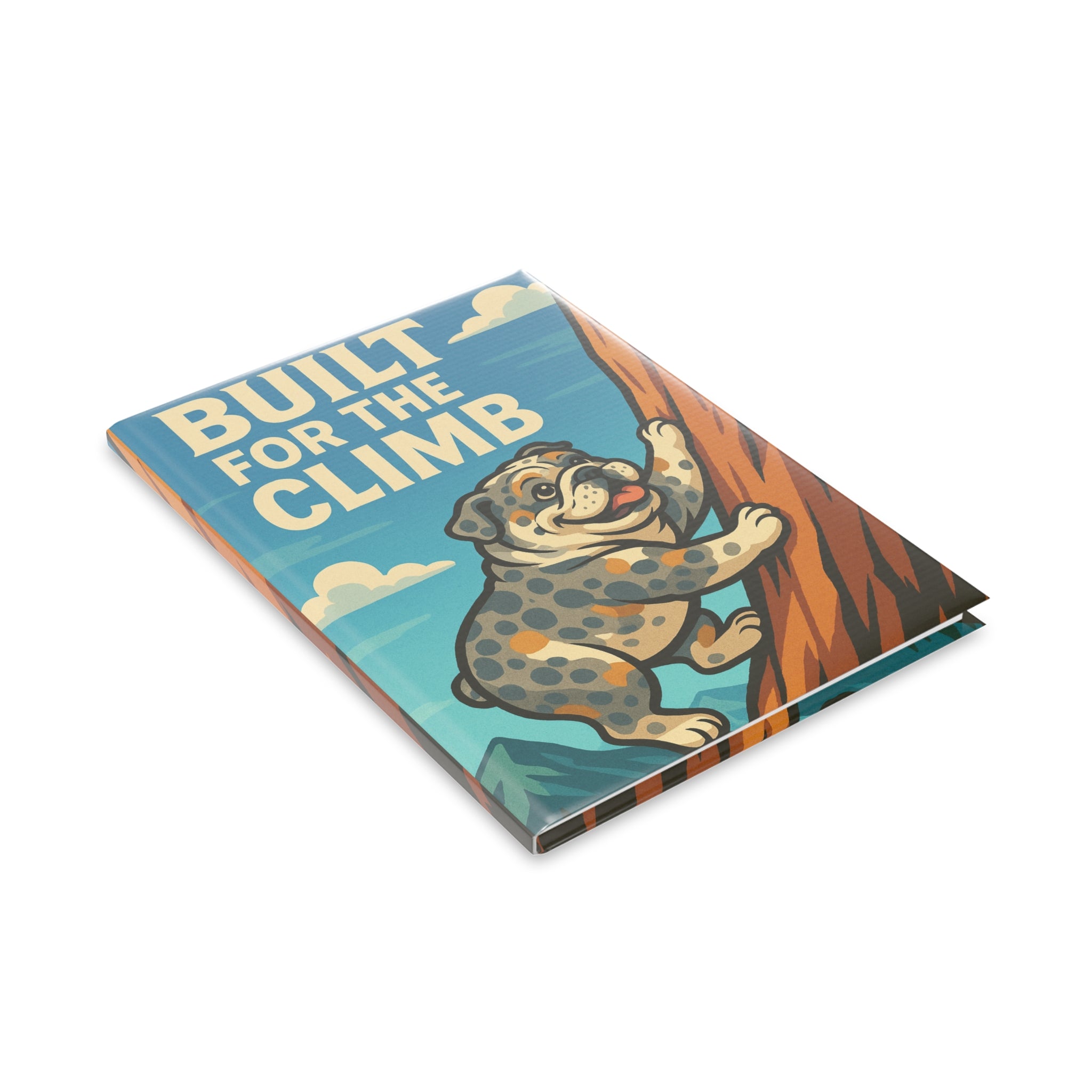Bulldog Climbing Hardcover Notebook | Cute Dog Journal, Gift for Dog Lovers, Hiking Journal, Unique Stationery, Office Supplies