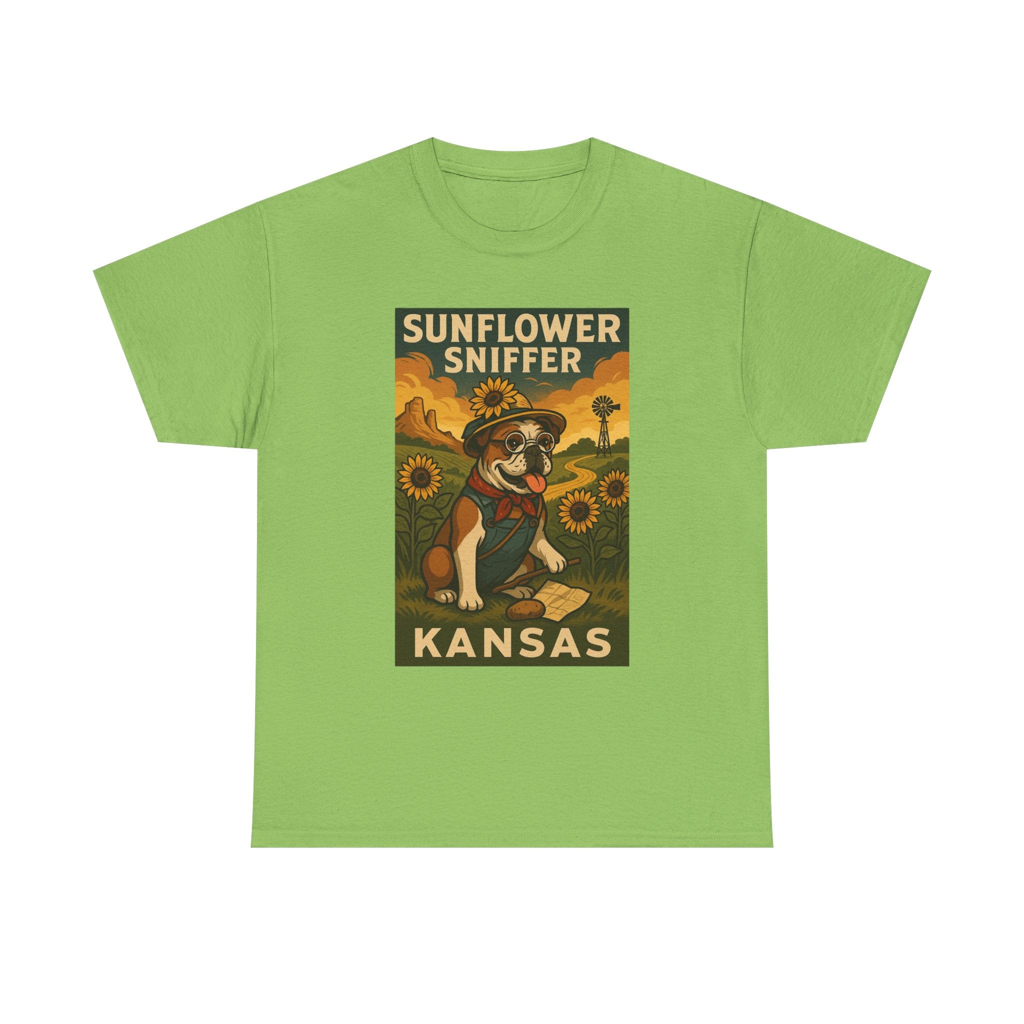 Kansas Sunflower Sniffer Unisex Heavy Cotton Tee Dog Lovers Apparel
