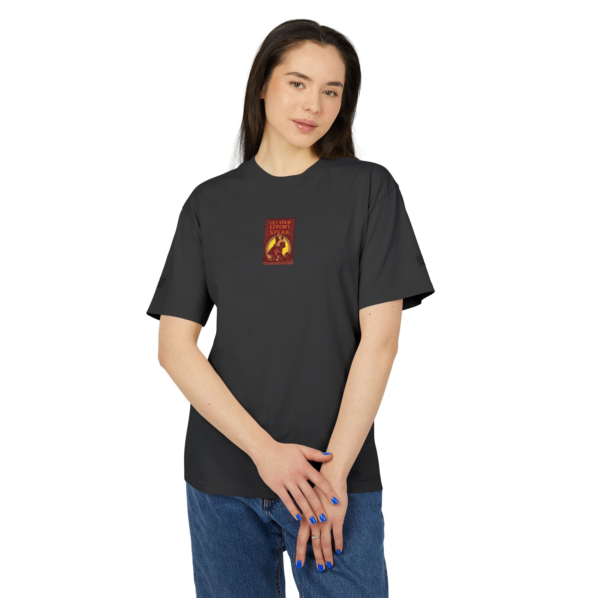 Graphic "Let Your Effort Speak" Vintage Red Patch Phoenix Chest Print Tee