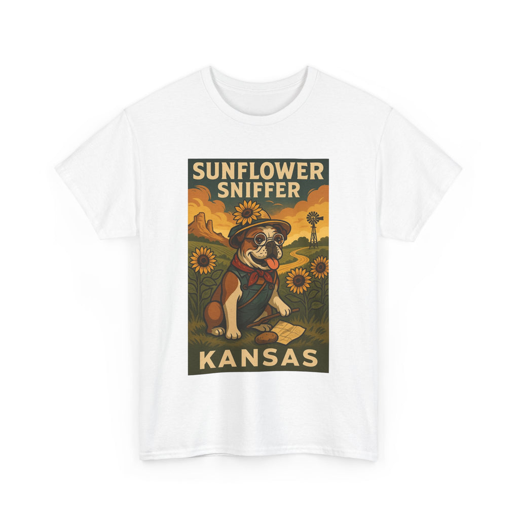 Kansas Sunflower Sniffer Unisex Heavy Cotton Tee Dog Lovers Apparel
