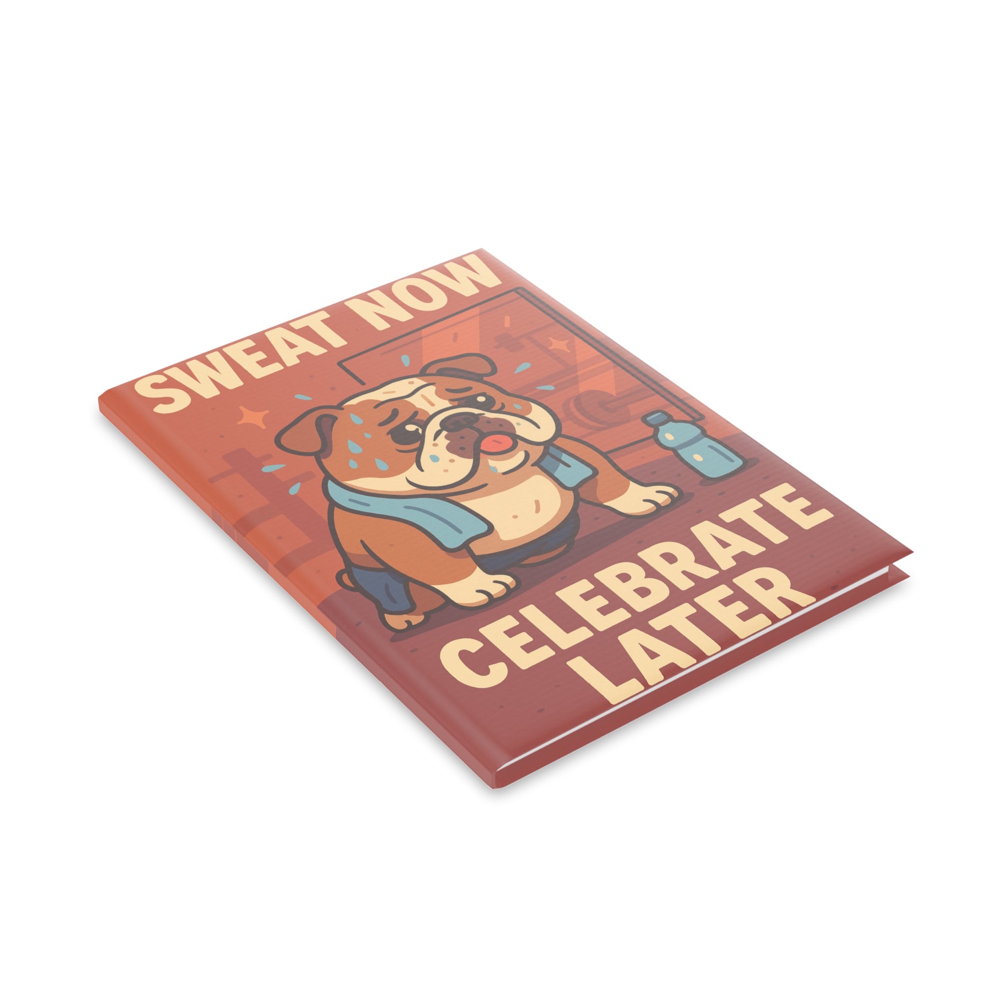 Motivational Hardcover Notebook, Cute Bulldog Journal, Fitness Planner, Workout Log, Gift for Athletes, Gym Lovers