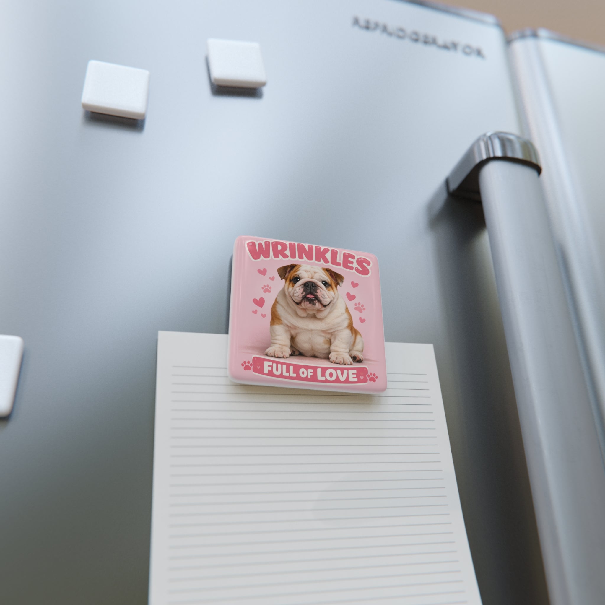 Wrinkles Full of Love Bulldog Magnet | Porcelain Square Dog