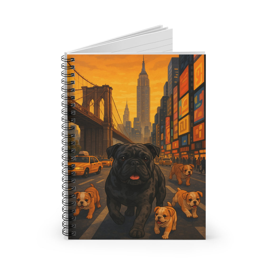 Urban Pug Spiral Notebook | Cute Dog Journal | Pet Lover Gift | NYC Theme | Back to School Supplies | Sketchbook for Artists