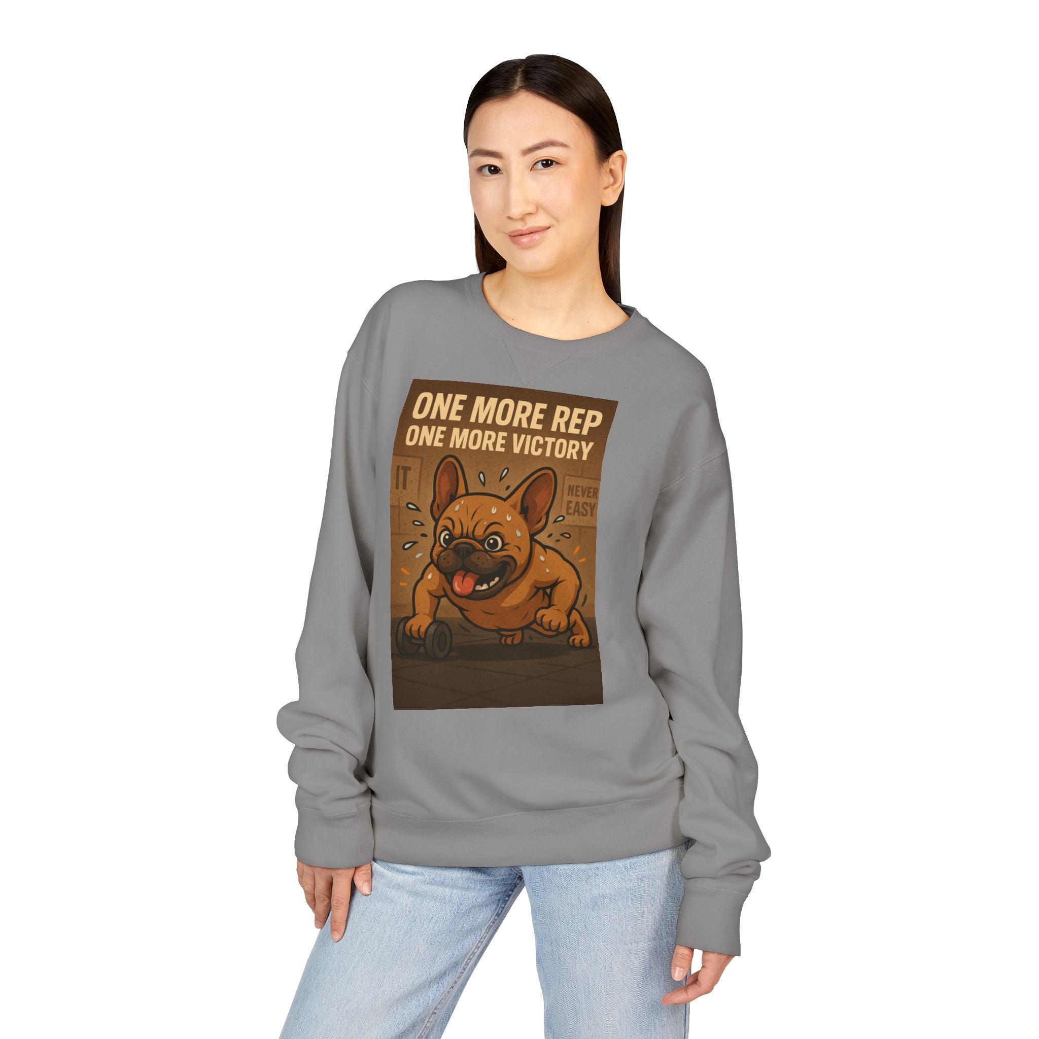 French Bulldog Gym Motivation Sweatshirt, Workout Apparel, Pet Lover Gift, Dog Owner Hoodie, Fitness Sweater, Cute Frenchie Jumper