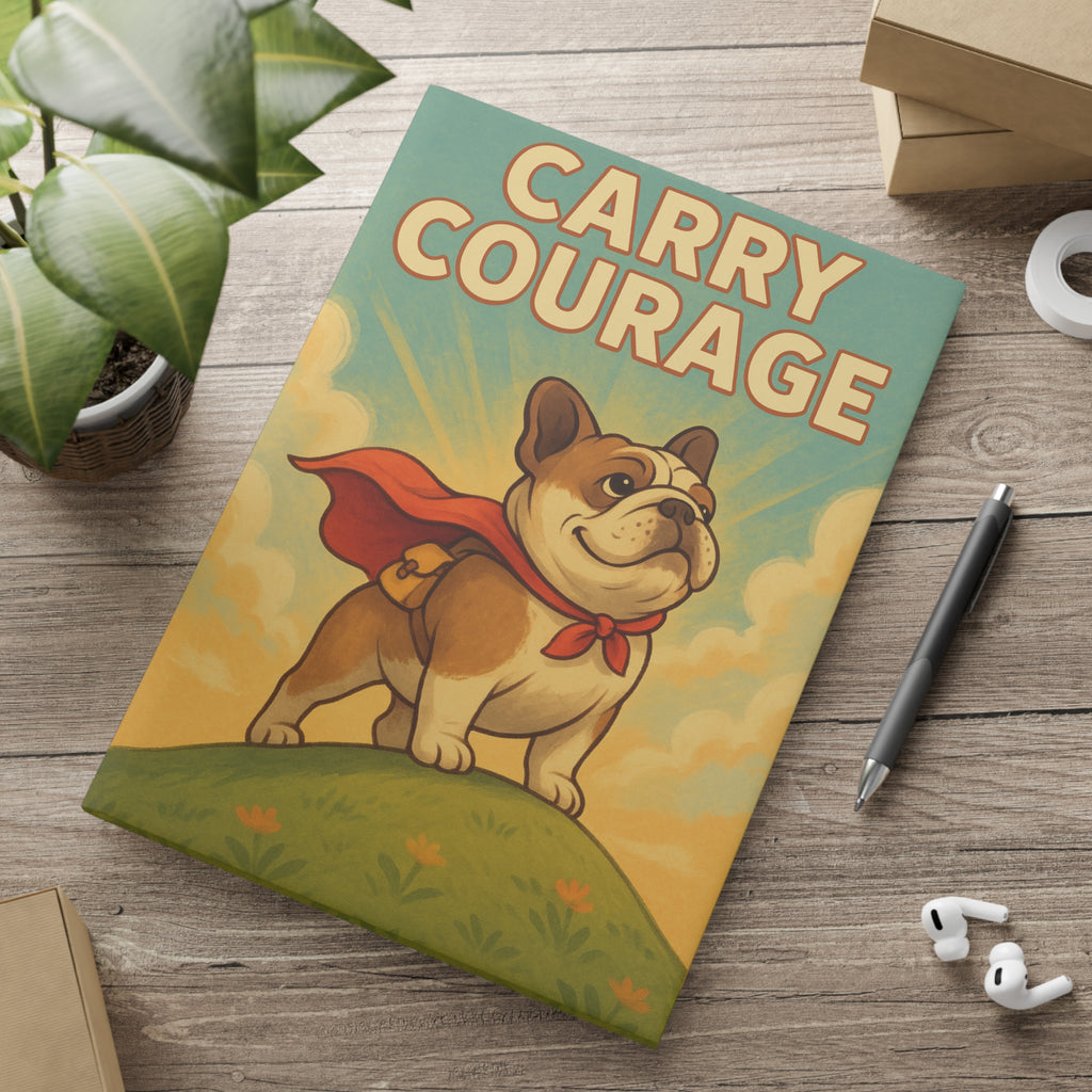 Courageous Pooch Hardcover Notebook, Inspirational Journal, Pet Lover Gift, Cute Dog Stationery, Courage Quote Notepad