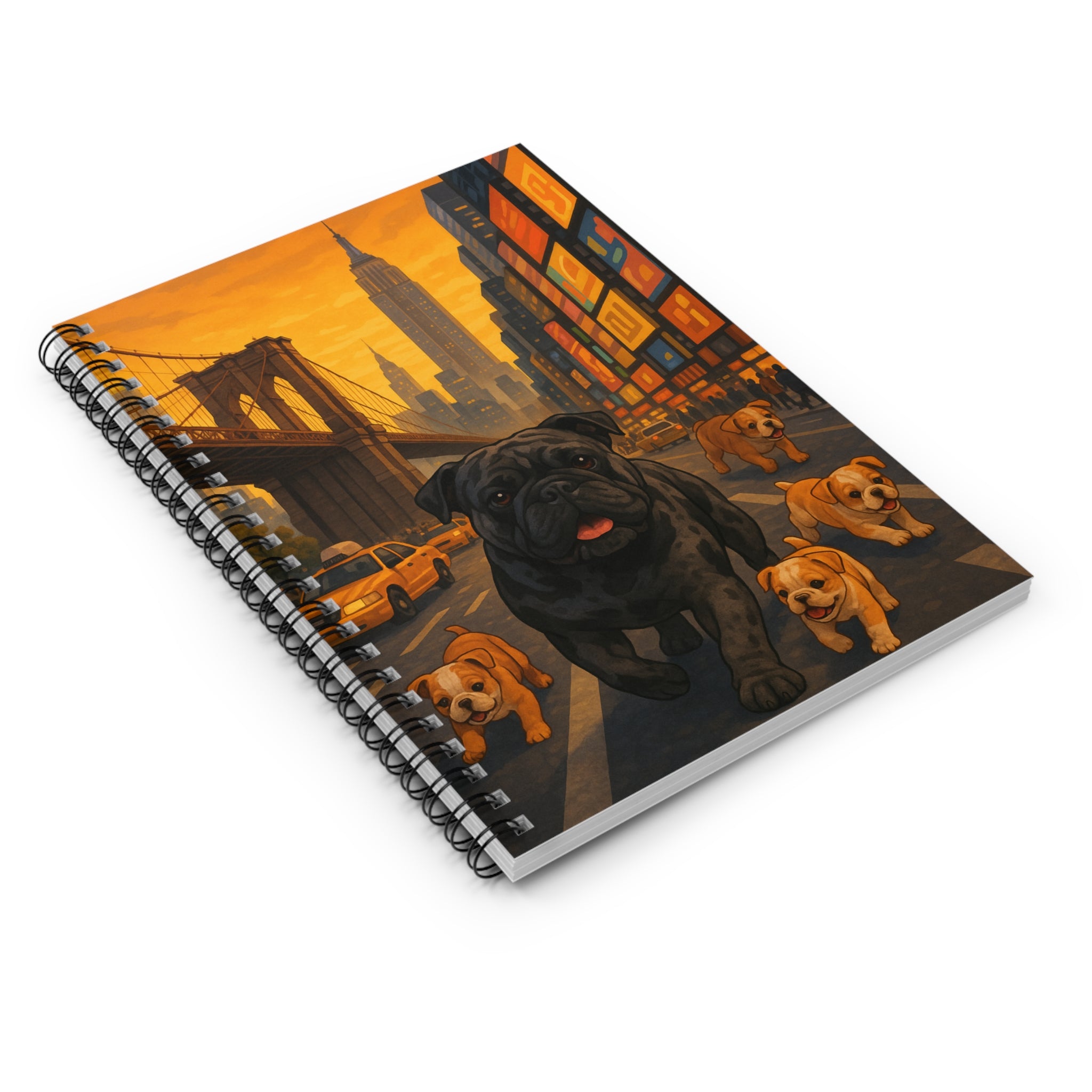 Urban Pug Spiral Notebook | Cute Dog Journal | Pet Lover Gift | NYC Theme | Back to School Supplies | Sketchbook for Artists