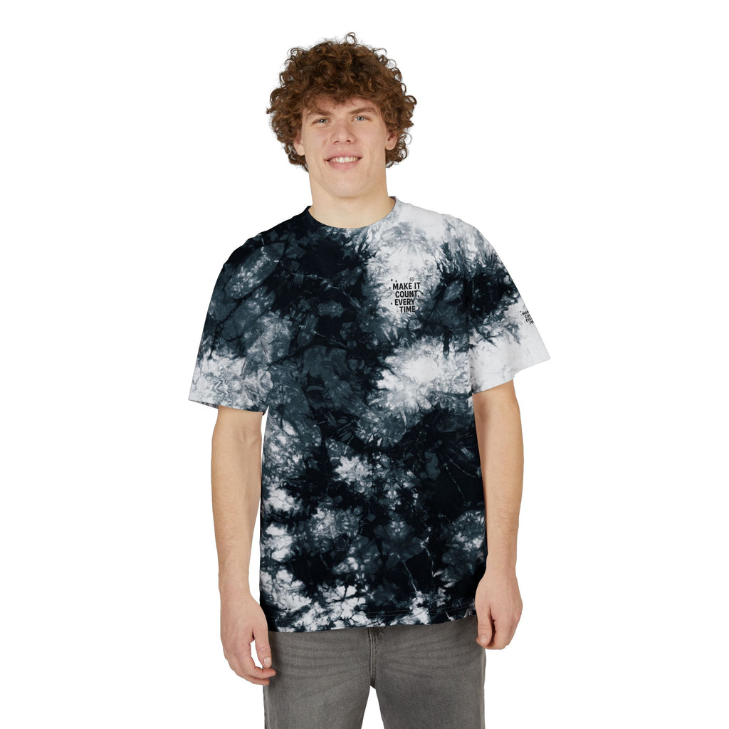 Tie-Dye Spiral T-Shirt Make It Count Every Time Embroidered Rainbow Oversized Tee