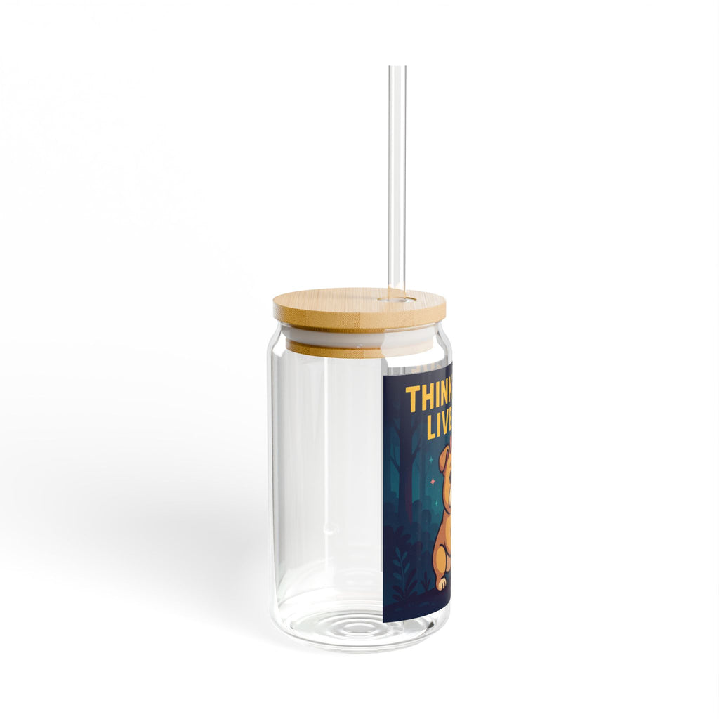 Sipper Glass 'Think Brave, Live Bold' Bulldog Lantern Motivational Drink Jar (16oz)