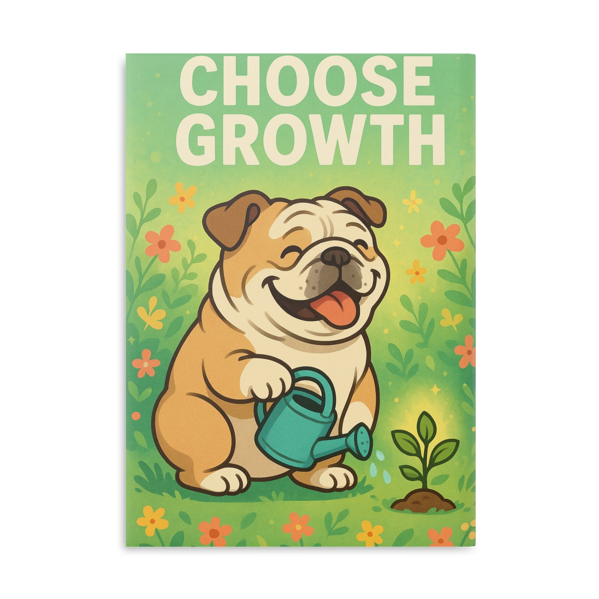 Cute Dog Hardcover Notebook - Choose Growth, Journal Gift, Stationery, Planner, Student Notepad, Writing Journal