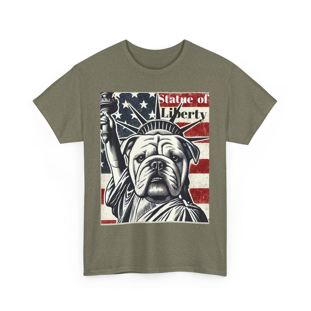 Patriotic Bulldog Tee - Statue of Liberty Design
