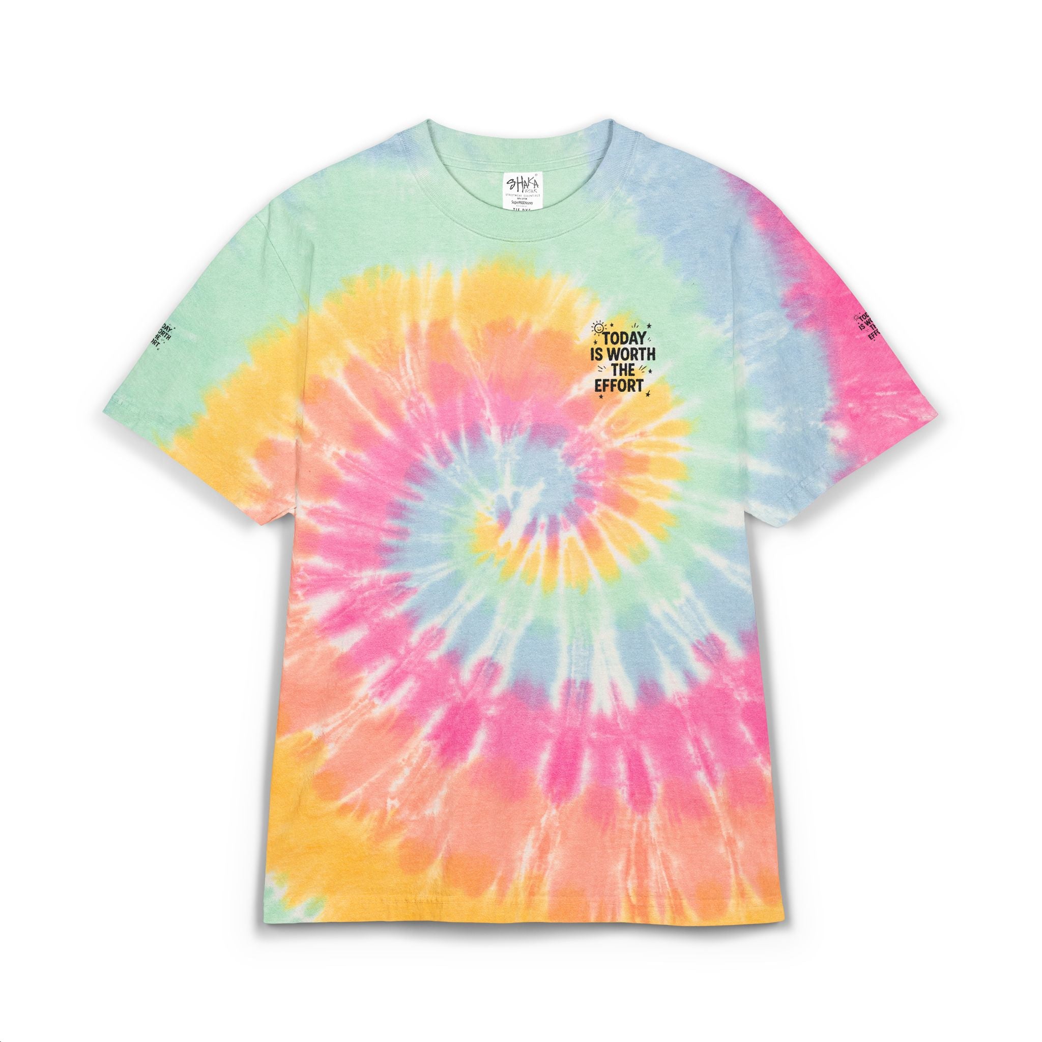 Tie-Dye Spiral Tee Today Is Worth The Effort Embroidered Oversized Rainbow T-Shirt