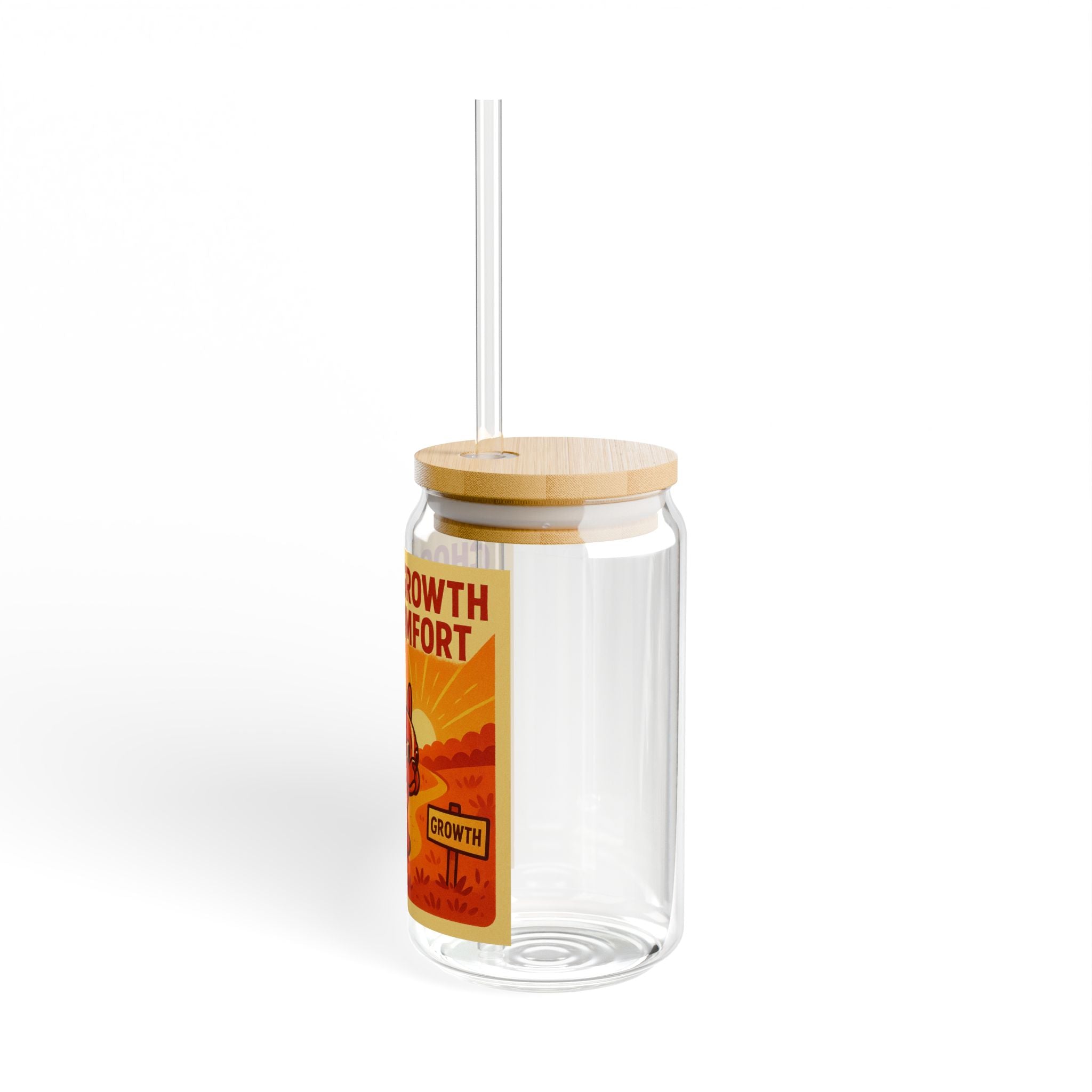 Choose Growth Over Comfort Sipper Glass 16oz Motivational Drink Jar