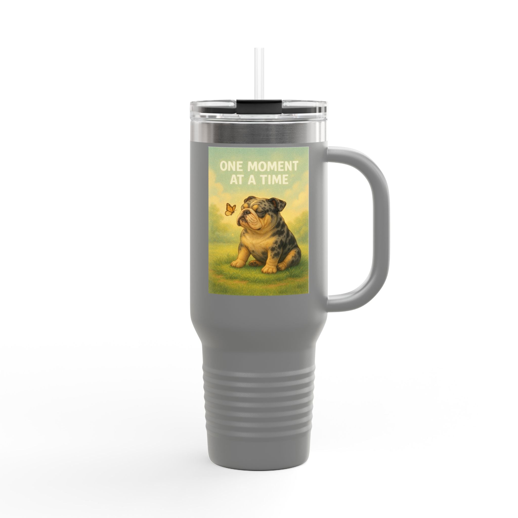 Merle English Bulldog Insulated Travel Mug, Unique Gift for Dog Lovers, Large Travel Tumbler, Cute Pet Coffee Cup, Animal Lover Gift