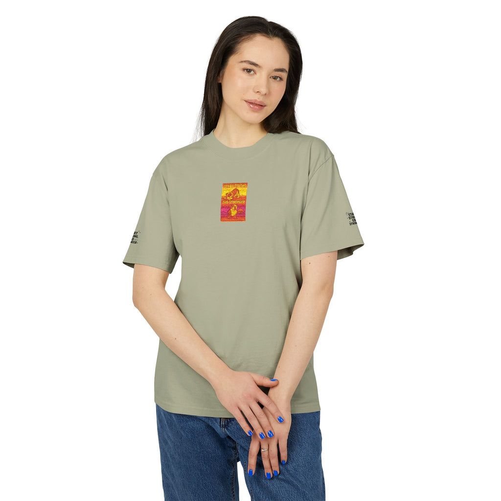 Graphic "Start Strong Finish Stronger" Tee Retro Sunset Surf Poster Design
